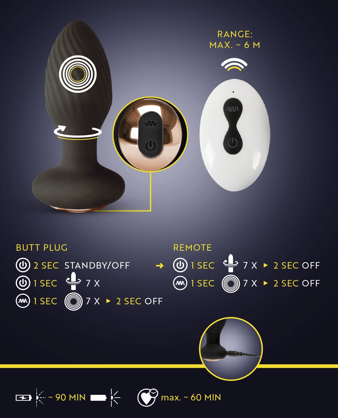 ANOS Anal-Stimulator »Vibro-Analplug RC Rotating B-Plug« ()