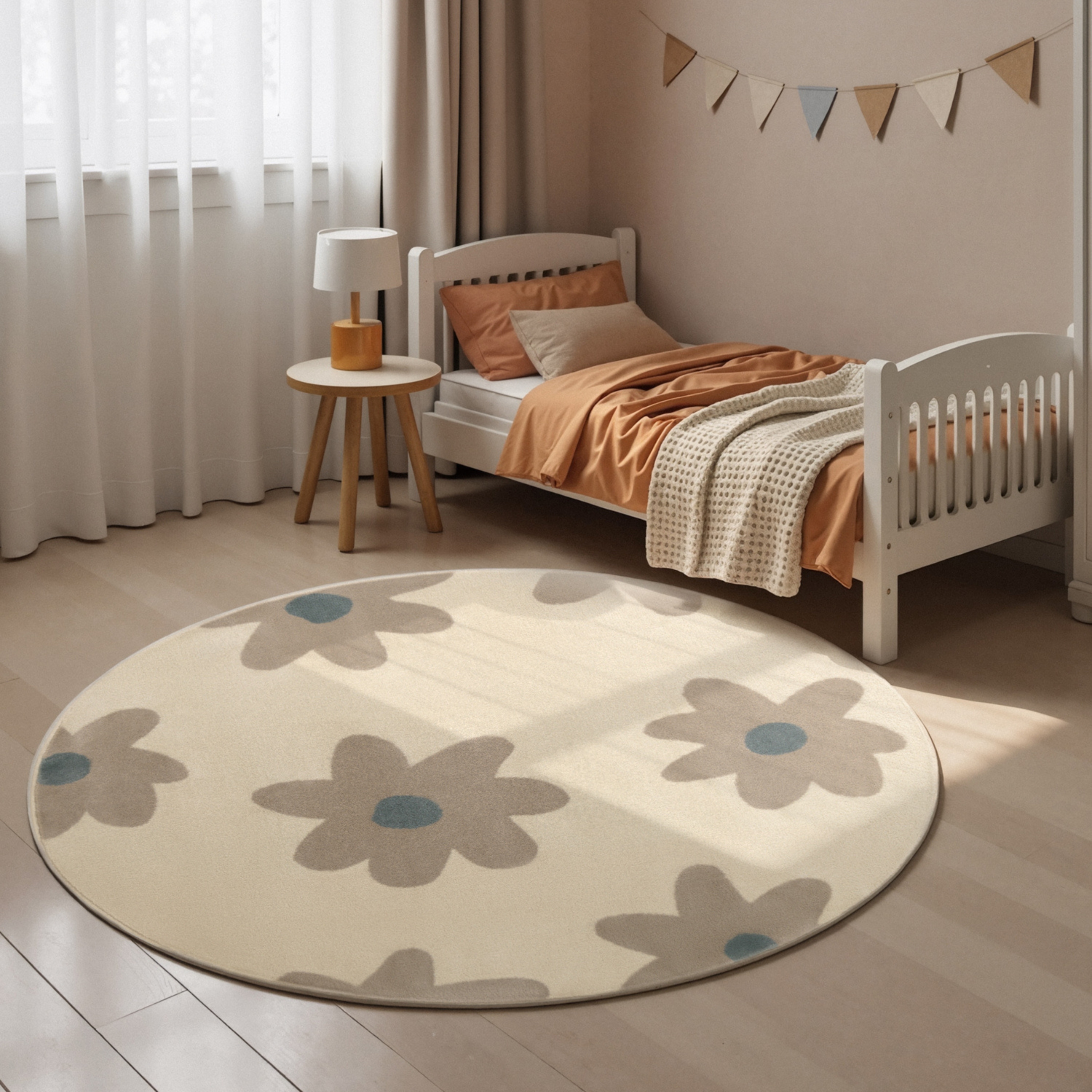 HANSE Home Kinderteppich "Bloomy" rund 10 mm Höhe Pflegeleicht, Weich, Kinderzimmer, Spielteppich, Spielunterlage