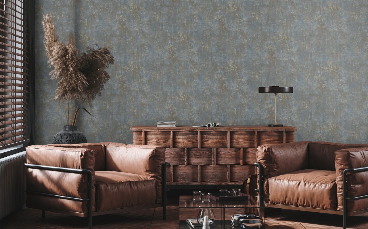 Living Walls Vliestapete "Stories Of Life Vintage Tapete Metallic Braun Blau Gold" Metall-Effekte Gemustert Metallic Strukturiert Glänzende