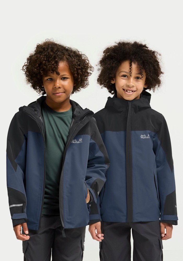 Jack Wolfskin Outdoorjacke "TRAILVENTURE 2L JKT K" mit Kapuze Regenjacke für Kinder, wasserdicht, 3-in-1 System
