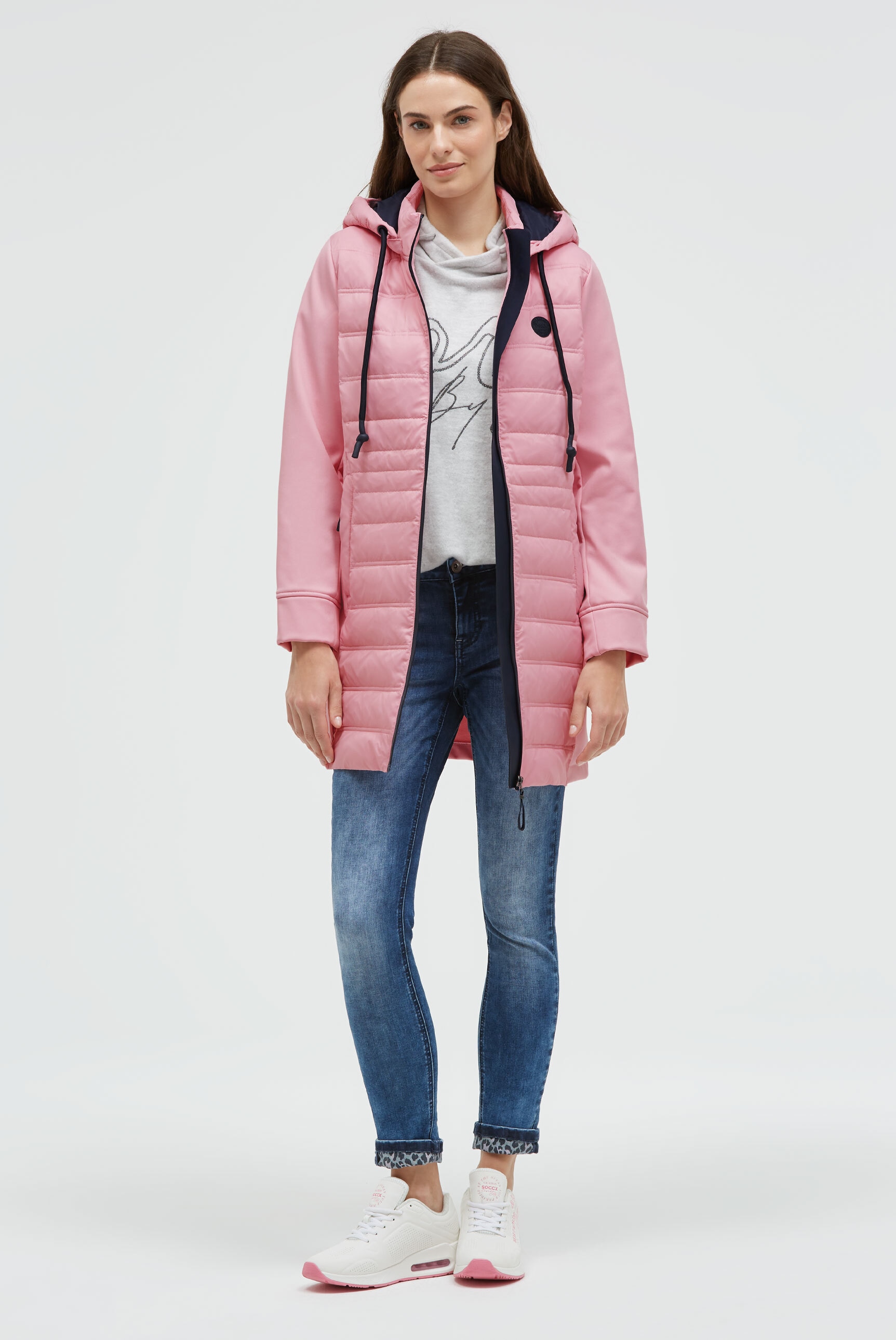 SOCCX Softshellmantel mit abtrennbarer Kapuze