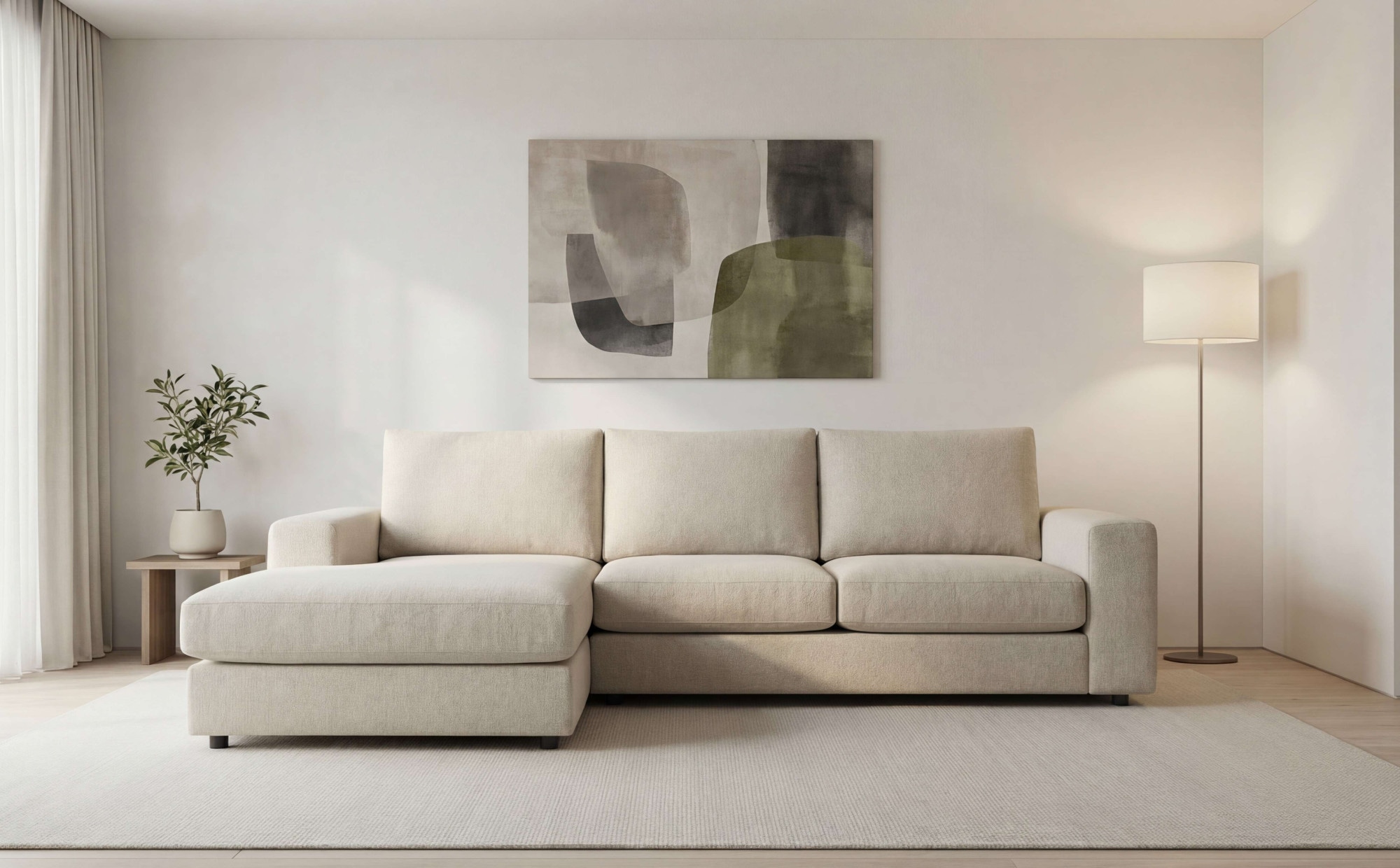 OTTO home Ecksofa "Nivette, weiches Chenille" Breite 269 cm, L-Form, bodentief, mit Wellenunterfederung