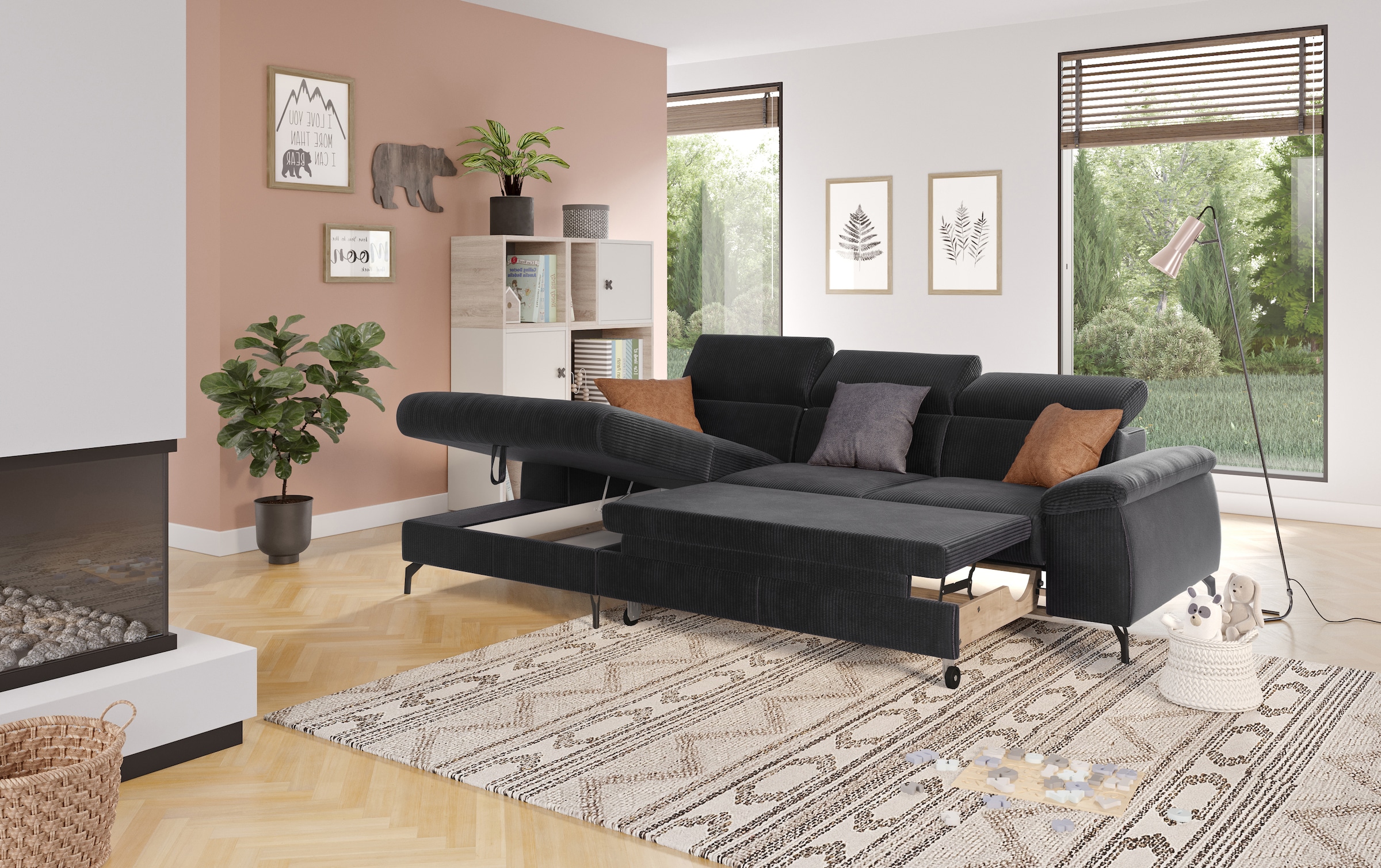 COTTA Ecksofa »Kitty L-Form«, mit Kopfteilverstellung, wahlweise mit Bettfunktion & Bettkasten