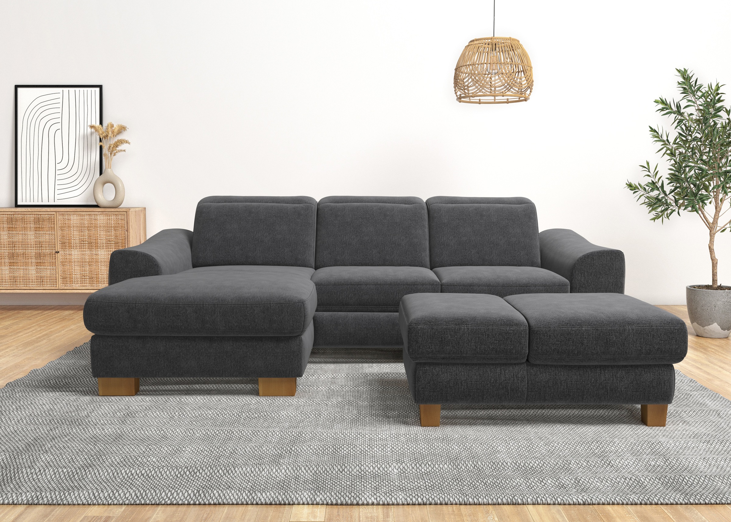 Home affaire Ecksofa "Dundee L-Form" wahlweise mit Kopfteilverstellung und zusätzlich mit Schlaffunktion