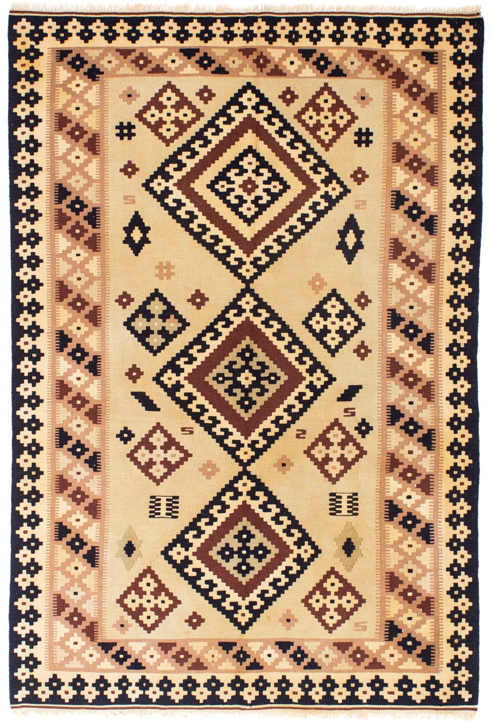 morgenland Hochflor-Läufer "Nain Durchgemustert Bianco naturale 207 x 68 cm", rechteckig, Handgeknüpft