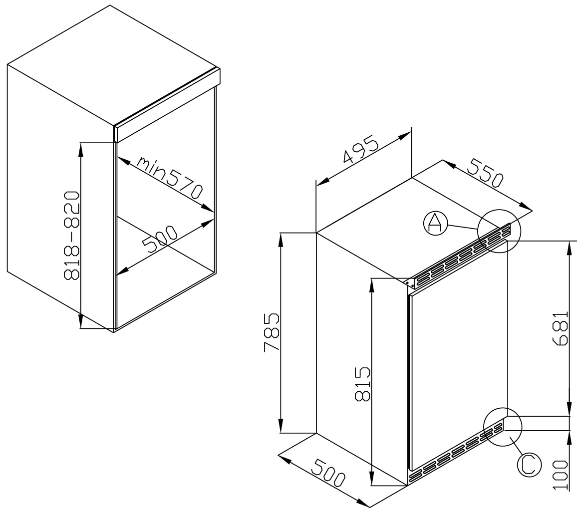 Amica Einbaukühlschrank »UKSD 361 951« 81,5 cm hoch 49,5 cm breit Kühl, leise, flexibel – dein moderner Küchenbegleiter