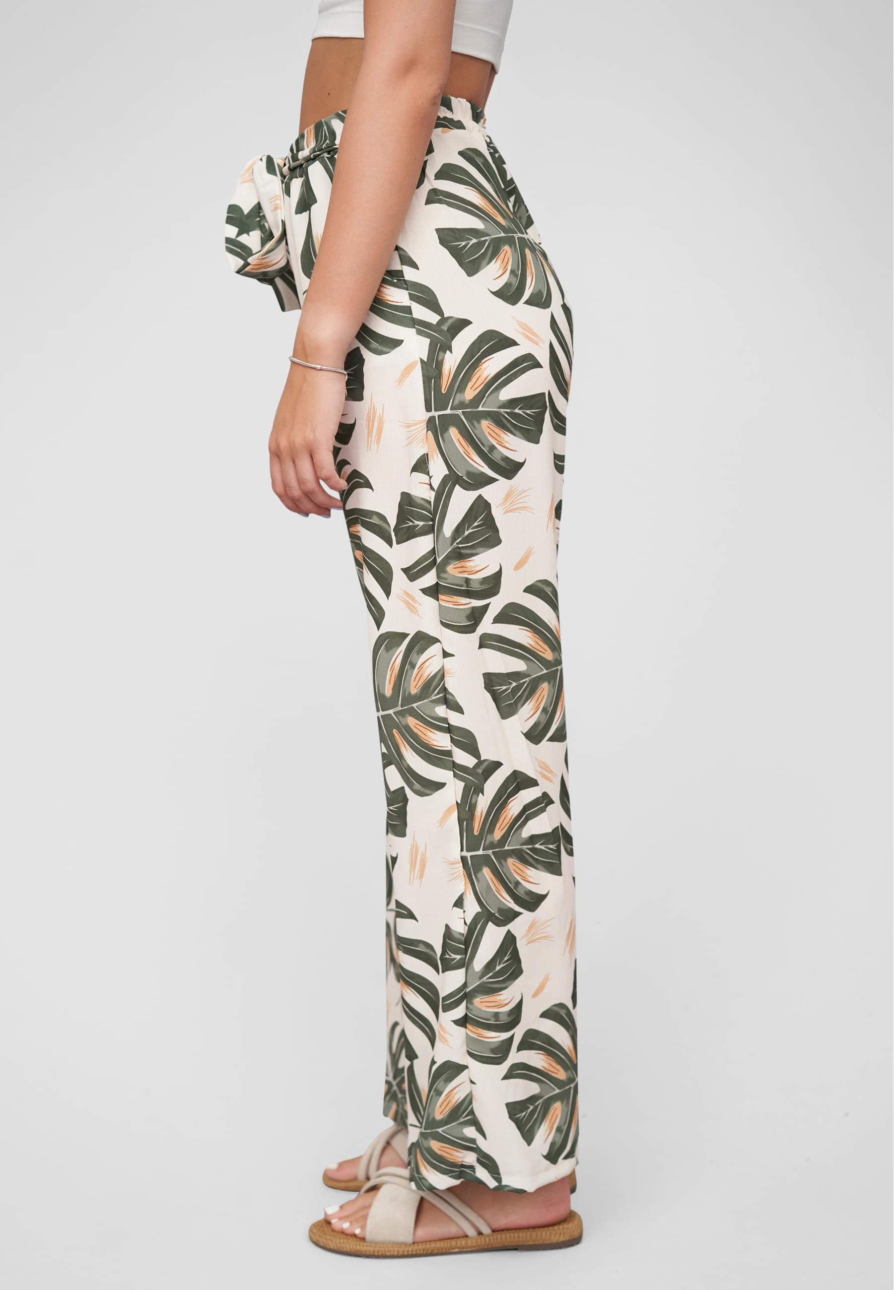 CLOUD 5IVE Stoffhose »CLOUD 5IVE Summer Pants with palm print and tie belt«, (1 tlg.)