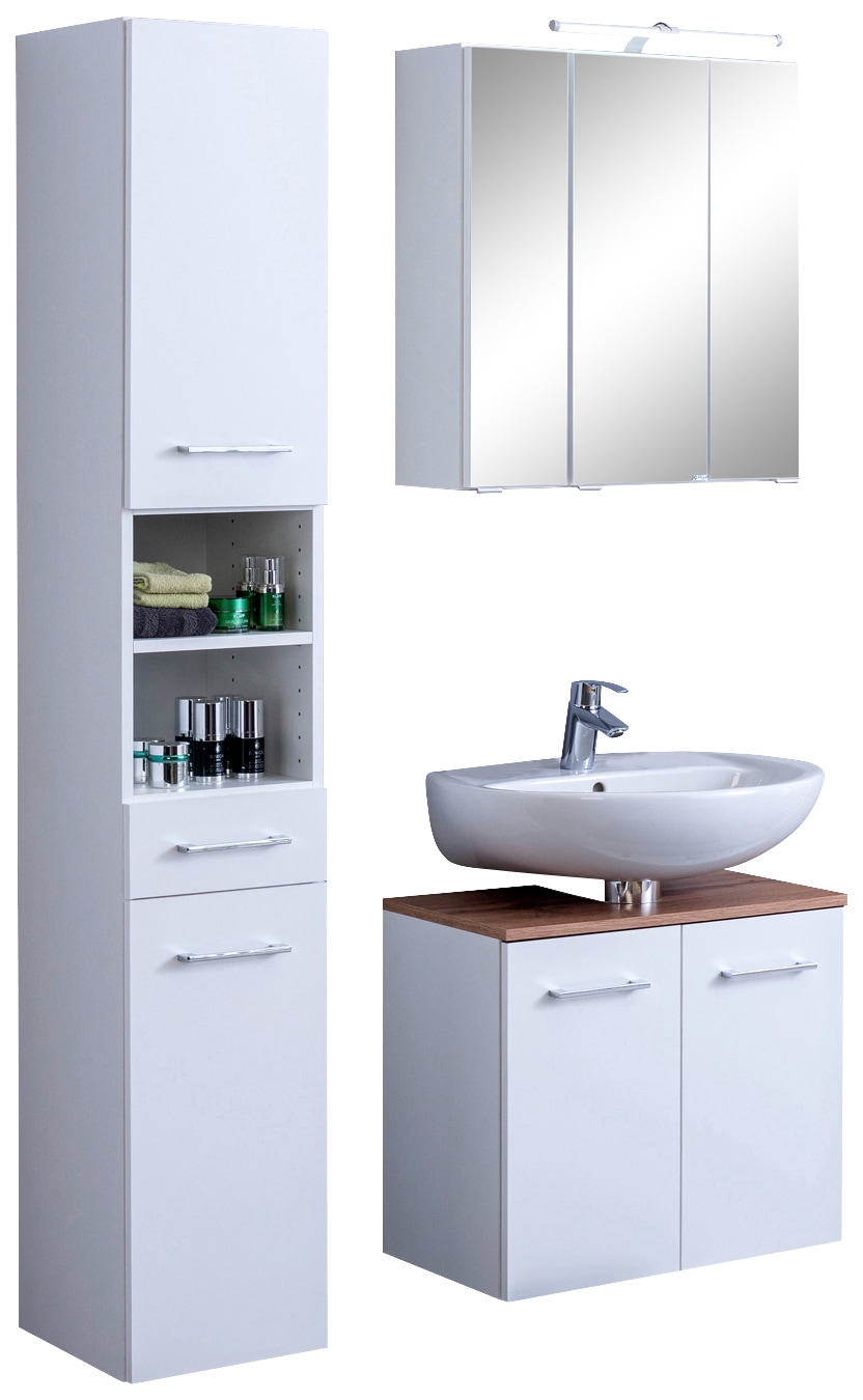 welltime Badmöbel-Set "Avignon" 3 Stk. tlg. mit 3D-Spiegelschrank mit LED-A günstig online kaufen