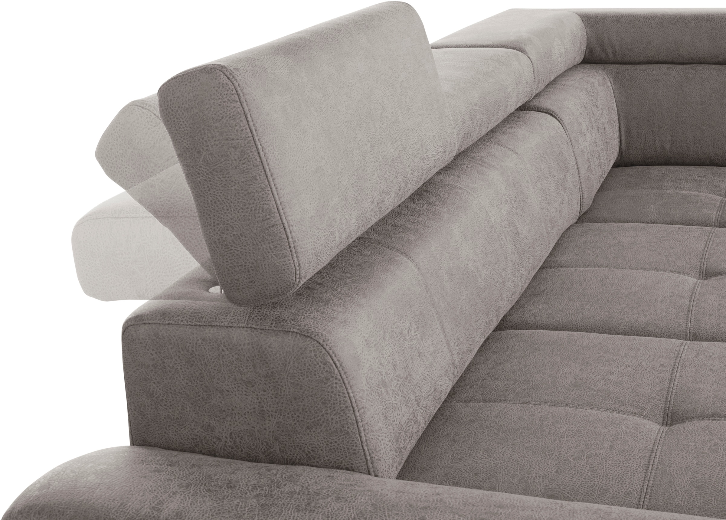 exxpo - sofa fashion Ecksofa »Enya, aufwendige Detailverarbeitung, hoher Sitzkomfort, bequem, L-Form«, mit Kopfteilverstellung, wahlweise Bettfunktion u. Bettkasten