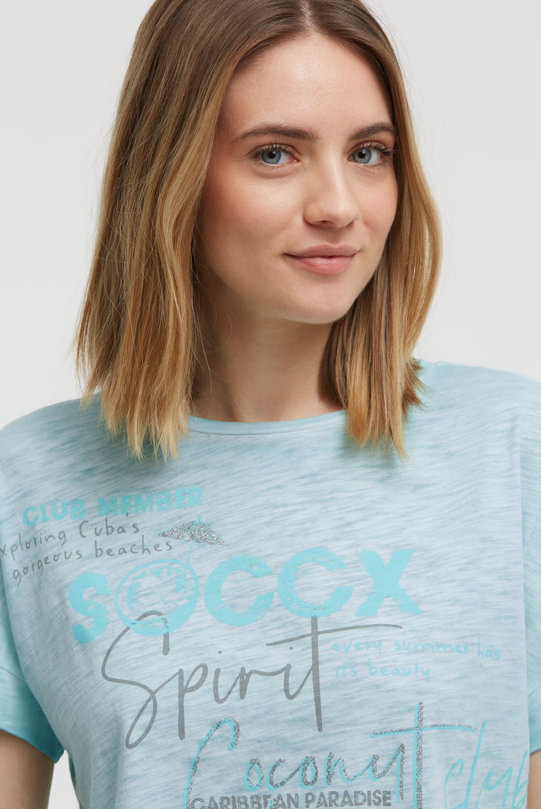 SOCCX Rundhalsshirt mit Gummizug im Saum