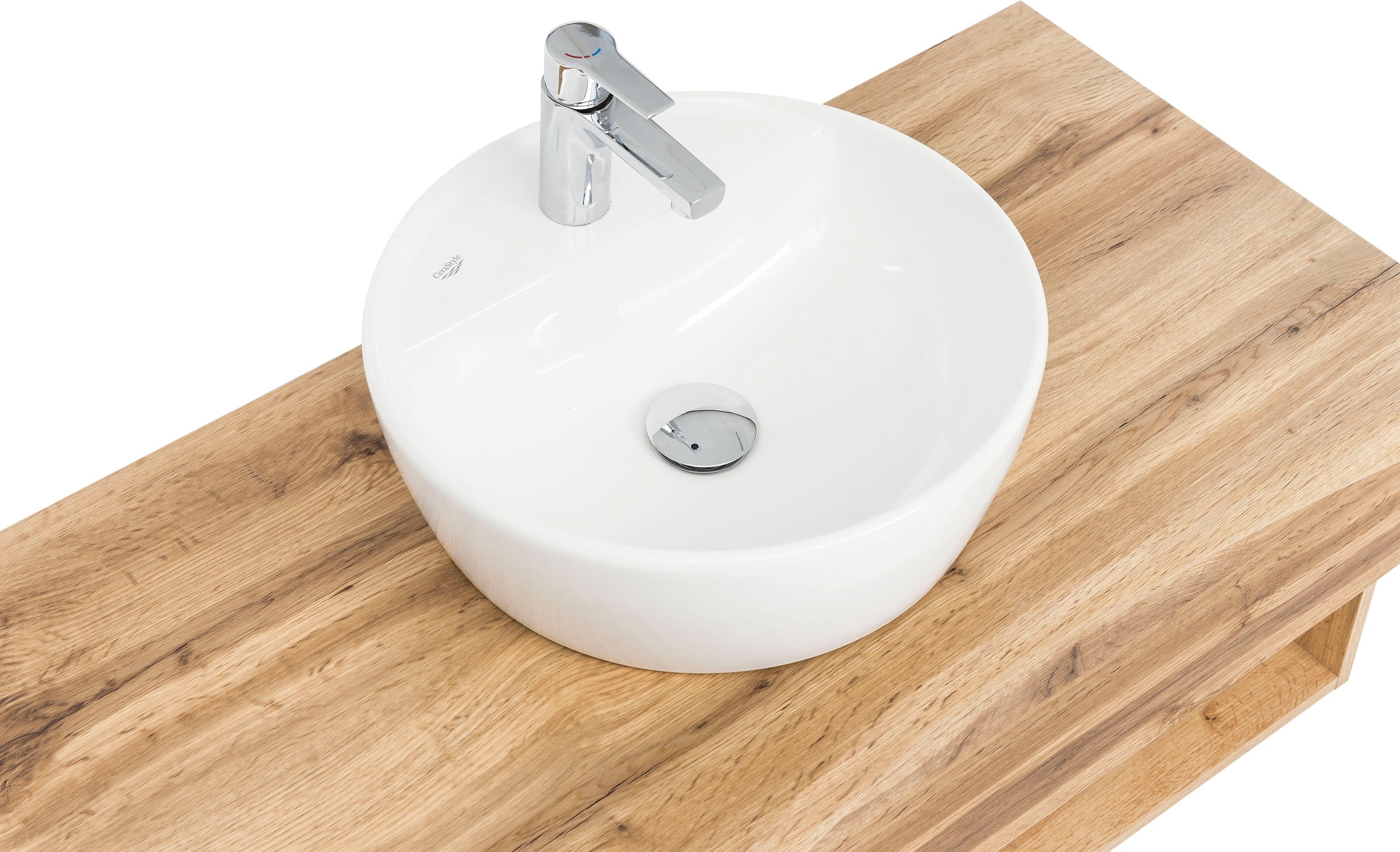 welltime Waschbeckenschrank »Stubach«, Bad, Abdeckplatte mit Baumkante, Breite 100 cm