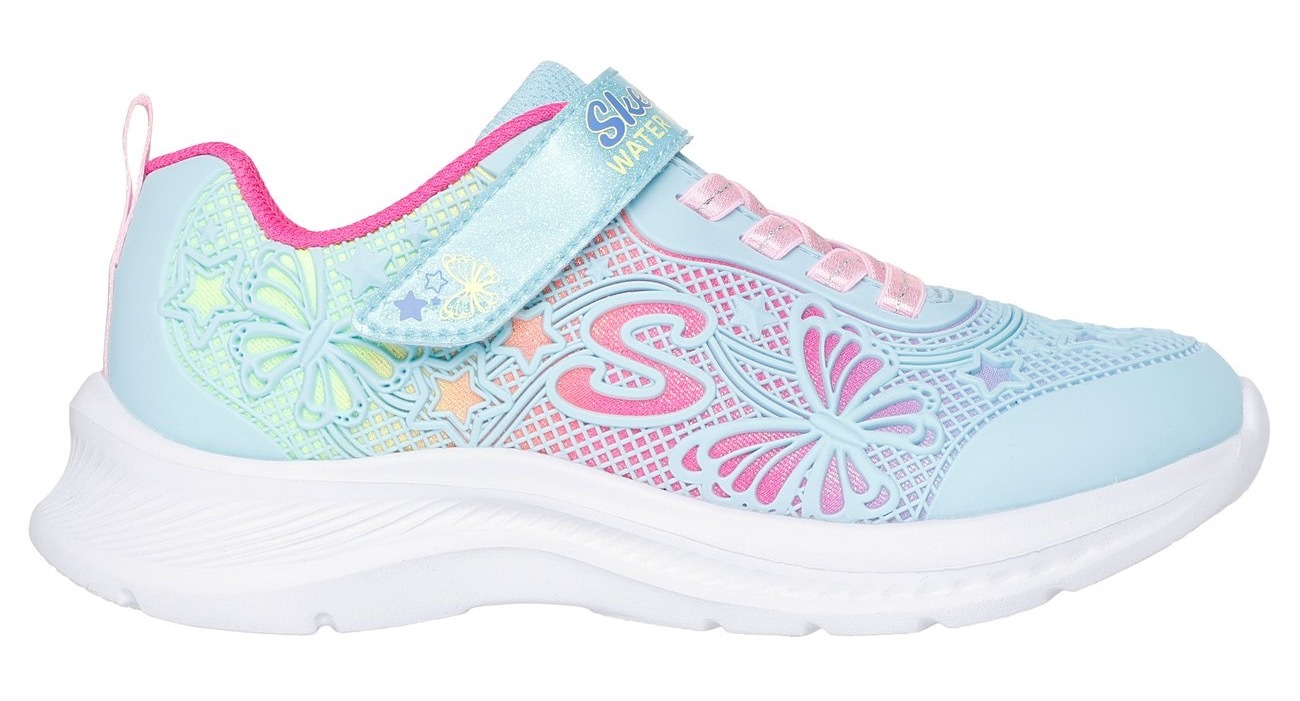 Sneaker SKECHERS "JUMPSTERS 2.0", Mädchen, Gr. 32, bunt (hellblau, multi), Synthetik, Textil, kontrastfarbene Details, Schuhe Sneaker, Klettschuh, mit wasserabw. Funktion, Größenschablone zum Download 3
