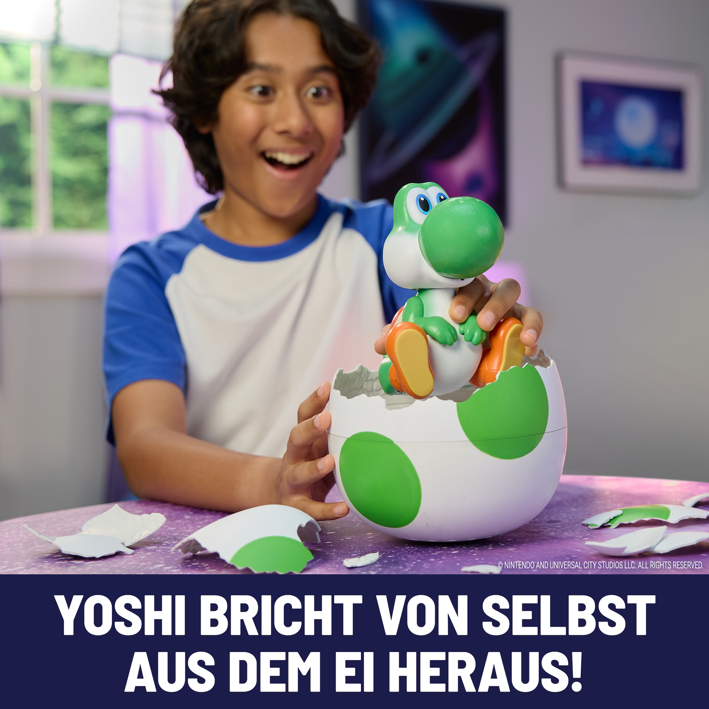 Spin Master Spielfigur »Super Mario Galaxy Film, Hatchin' Yoshi, Interaktiver Yoshi im Ei« mit Sound- und Bewegungseffekten