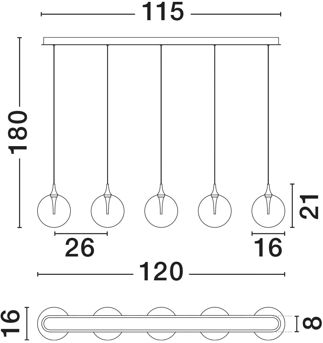 Nova Luce Pendelleuchte »ORENDA«, 5 flammig, Leuchtmittel LED-Modul | LED fest integriert
