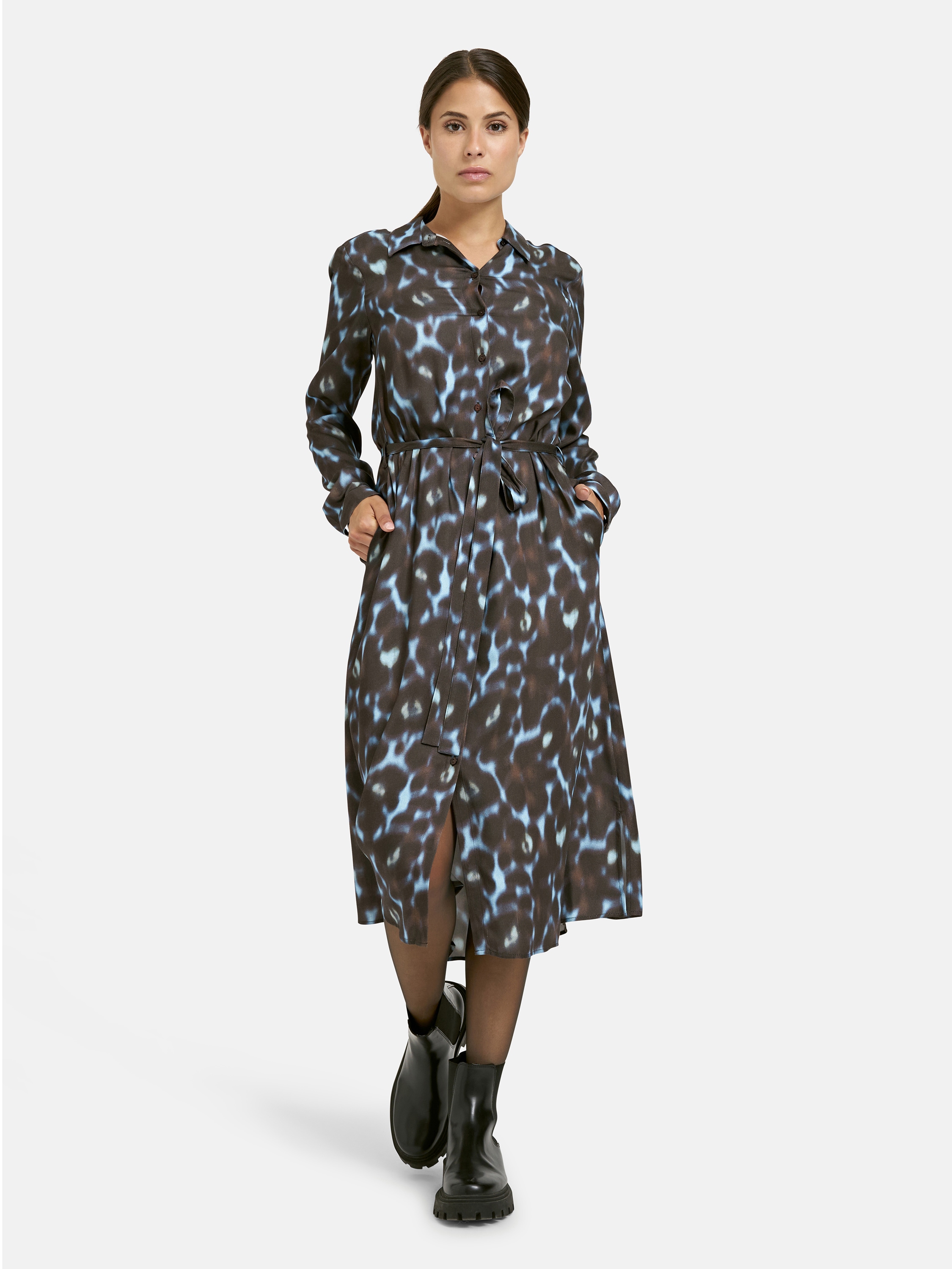 Milano Italy Maxikleid Eingrifftaschen mit Bindegürtel