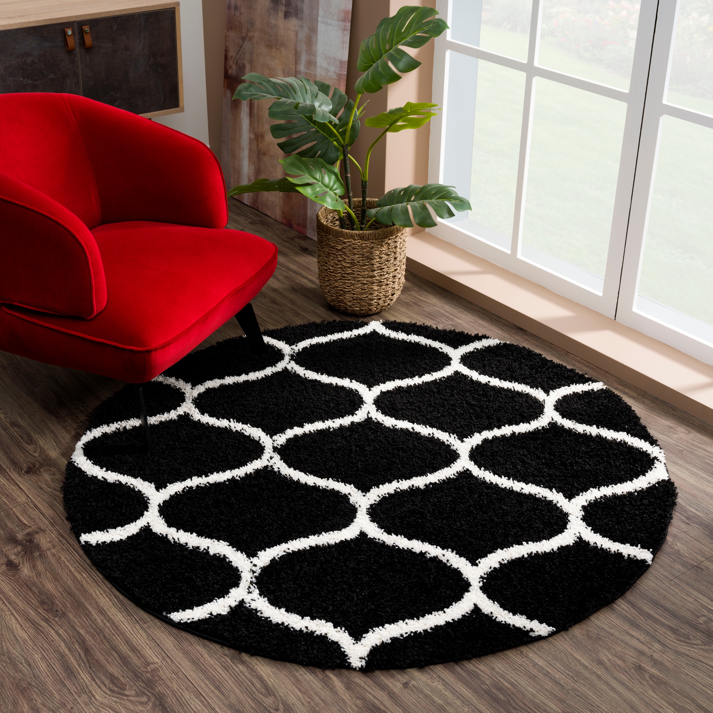 Sanat Hochflor-Teppich "Madrid, auch in Rund erhältlich" rund 30 mm Höhe Wohnzimmer, Langflor, Shaggy Teppich