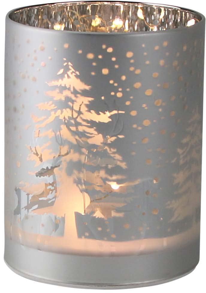 AM Design LED Windlicht 1 Stk. Warmweiß Weihnachtsdeko, mit weihnachtlichen Elementen