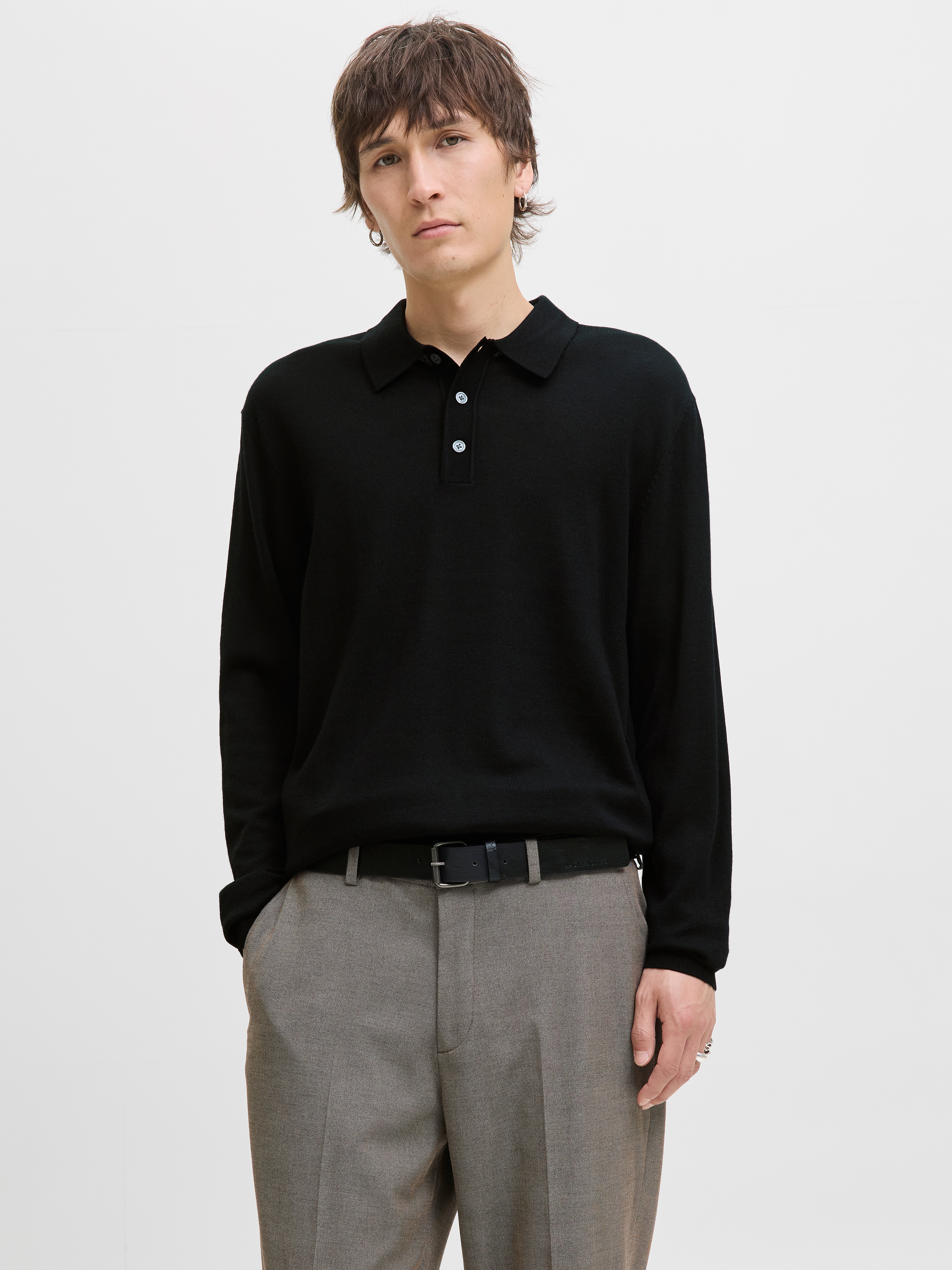 Jack & Jones Polokragenpullover "JPRBLAMERINO KNIT POLO" Wolle, regular fit