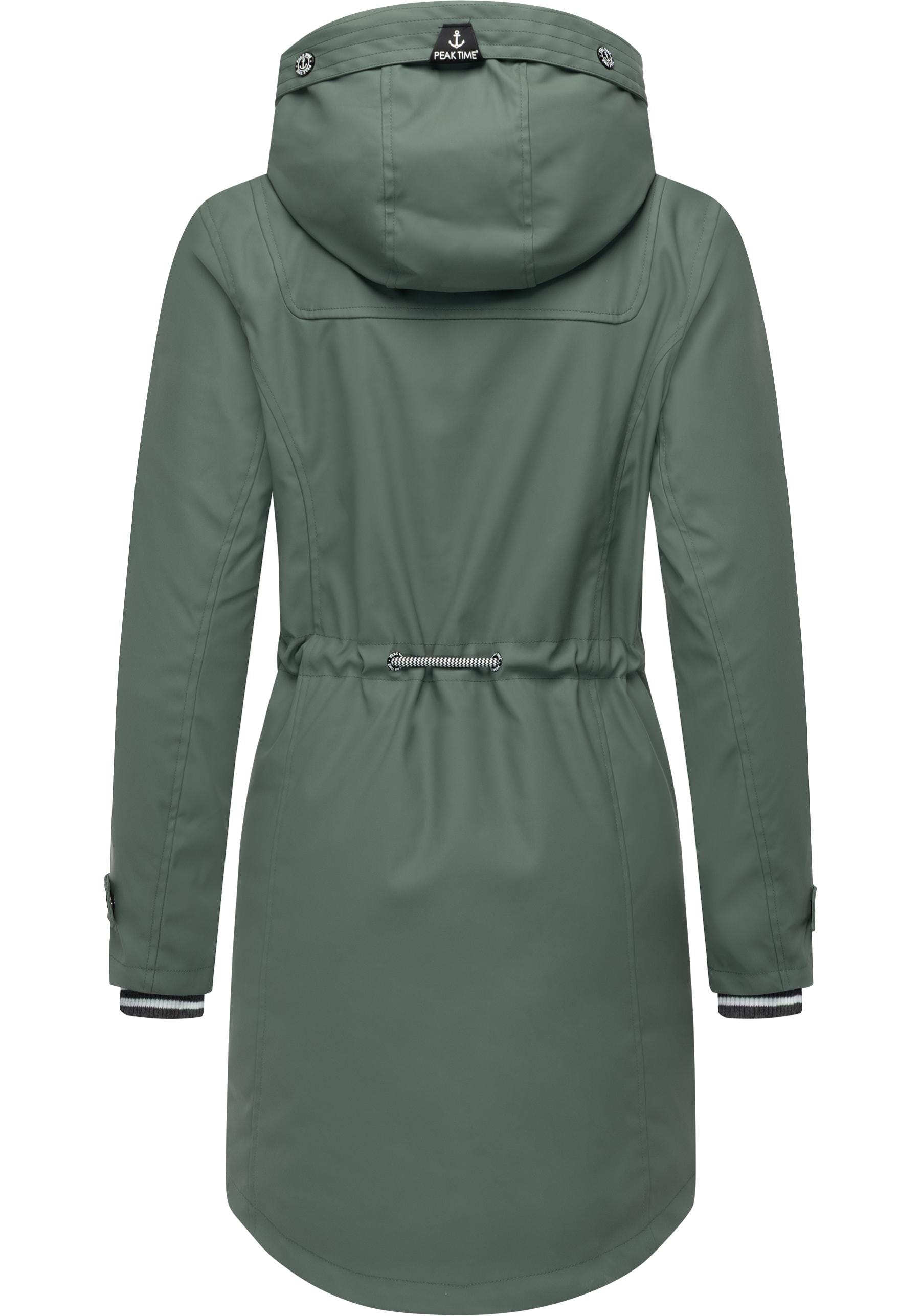 PEAK TIME Regenjacke »L60042«, mit Kapuze, stylisch taillierter Regenmantel für Damen