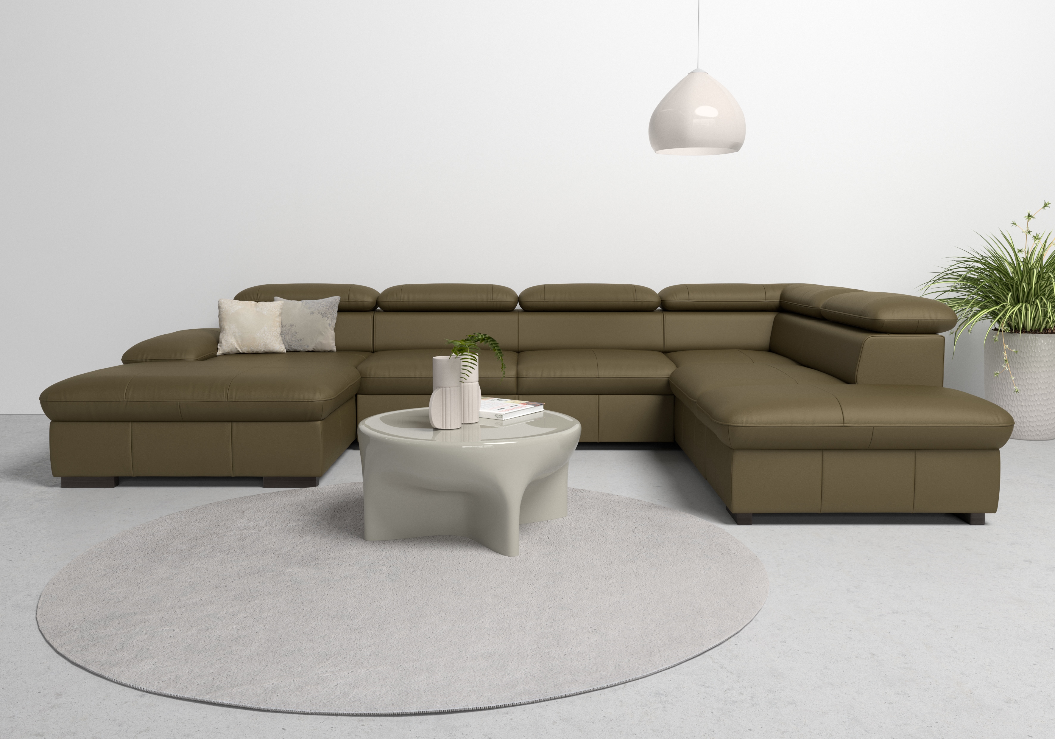 OTTO home Wohnlandschaft "Alberto U-Form, B: 350 cm, mit Kopfteilverstellung, XXL-Sofa" optional mit Schlaffunktion, Couch mit Lederoption