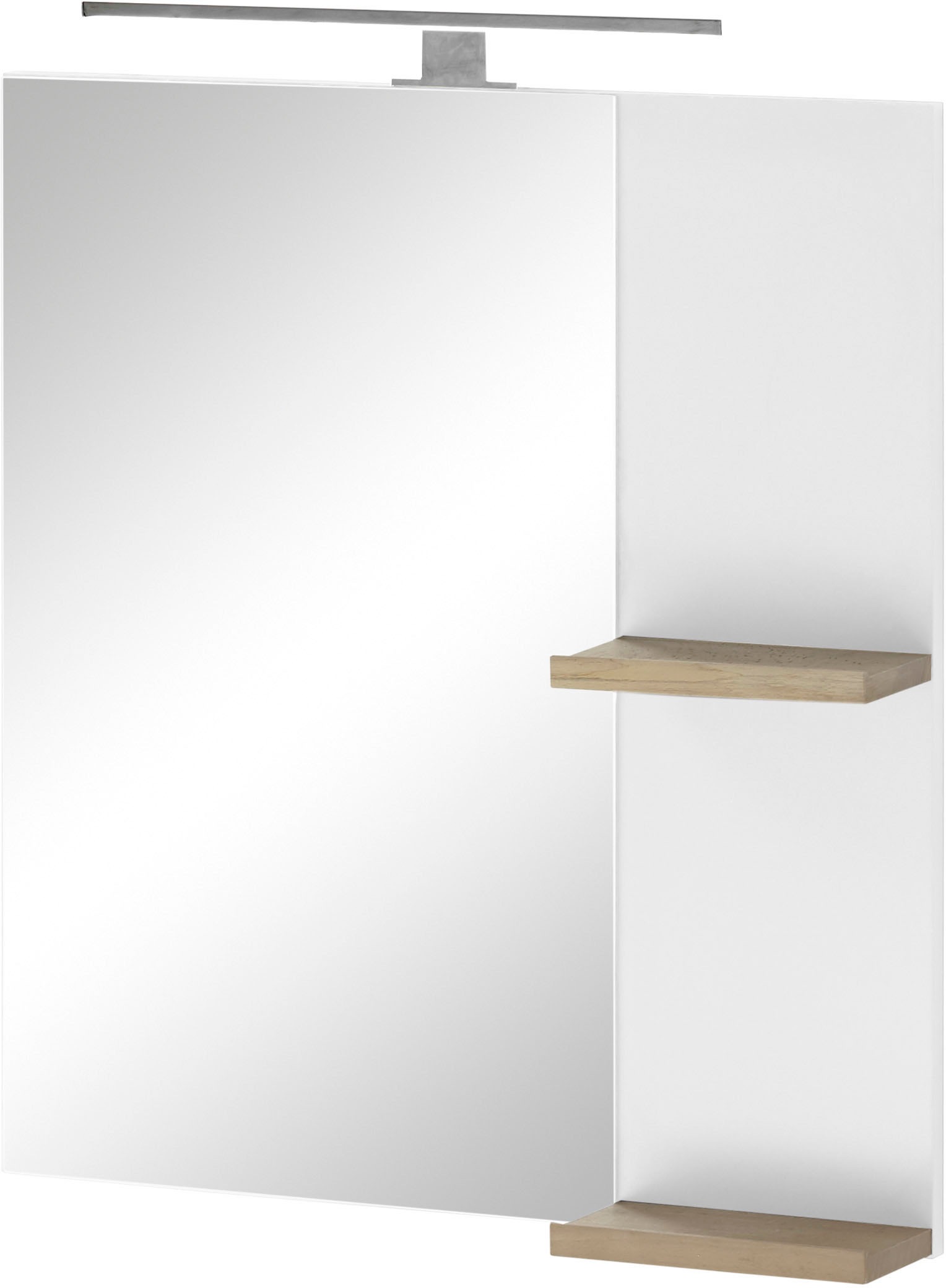 Places of Style Badspiegel »SOLiD, Spiegel im modernen Design, Wandspiegel«, in zwei Farben verfügbar, zwei Ablageböden, Aufbauleuchte