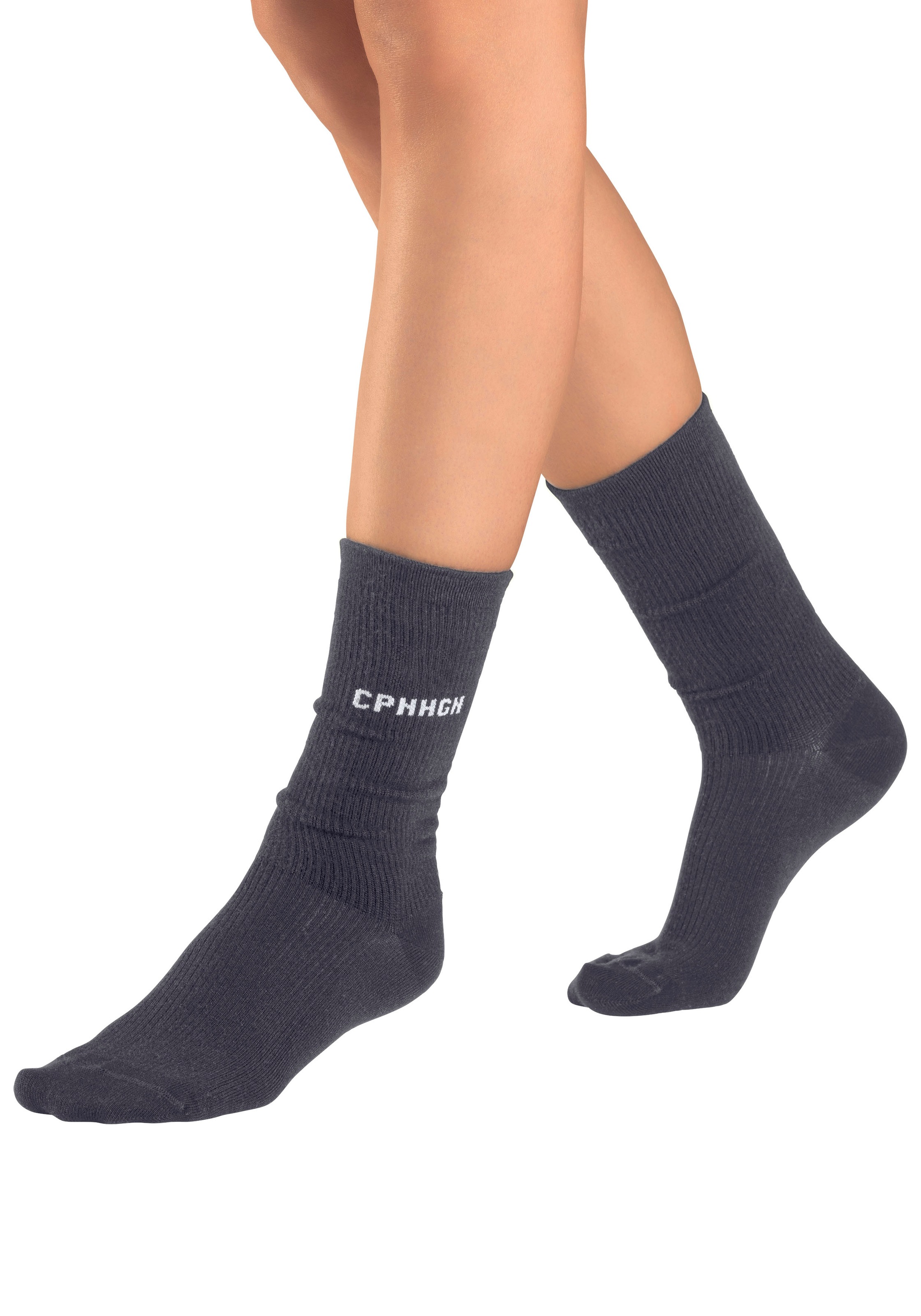 Copenhagen Studios Basicsocken, (Packung, 3 Paar), mit Rippstruktur und Stickerei