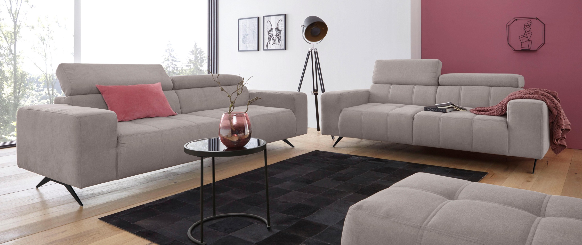 DOMO collection 2-Sitzer »Trento, mit Kufenfuß oder Einzelfuß«, wahlweise mit Kopfteilverstellung und in zwei Größen erhältlich