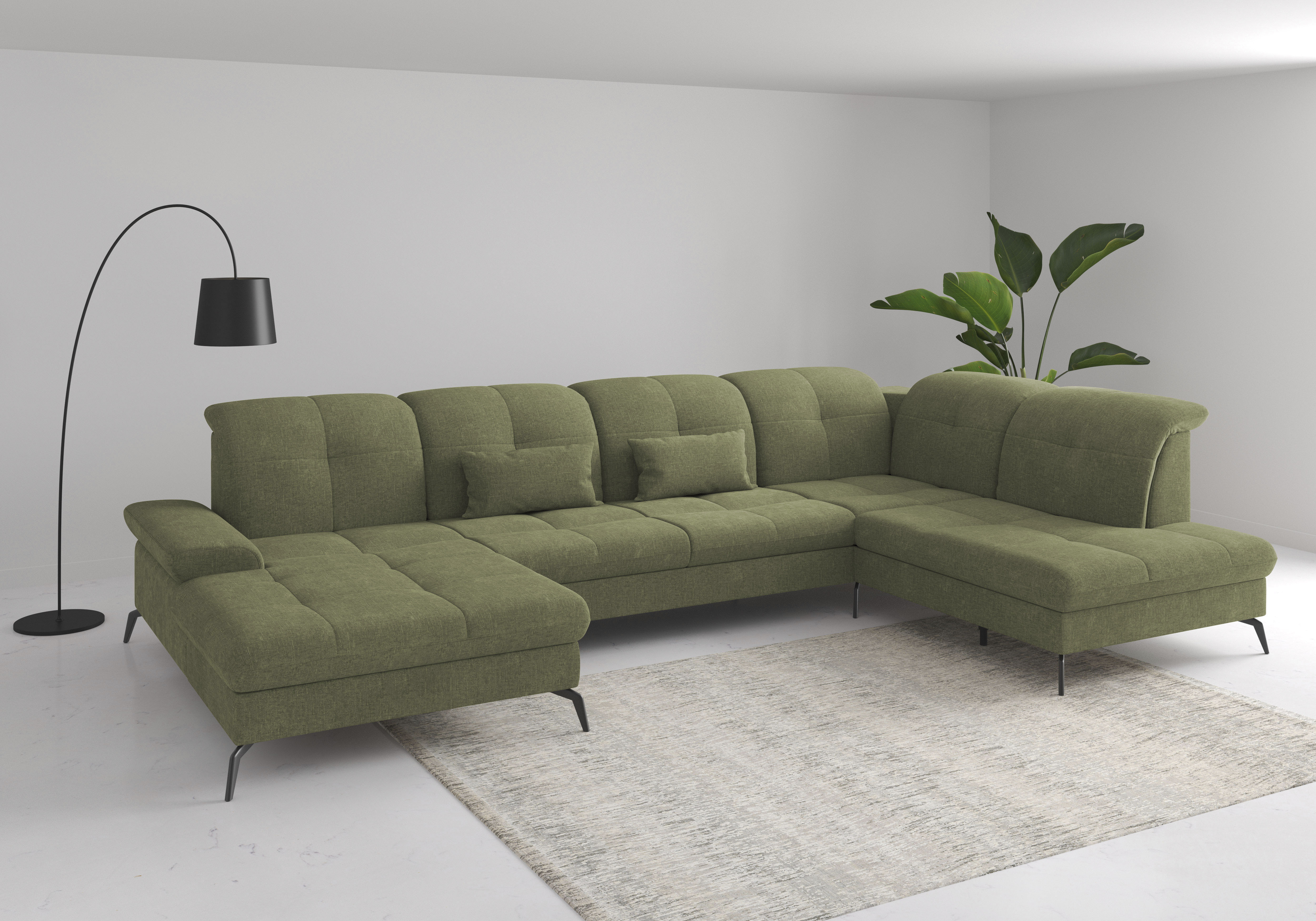 sit&more Wohnlandschaft "Amica, U-Form, inkl. Sitztiefenverstellung und Armteilverstellung" wahlweise mit Kopfteilverstellung, Schlaffunktion und Bettkasten