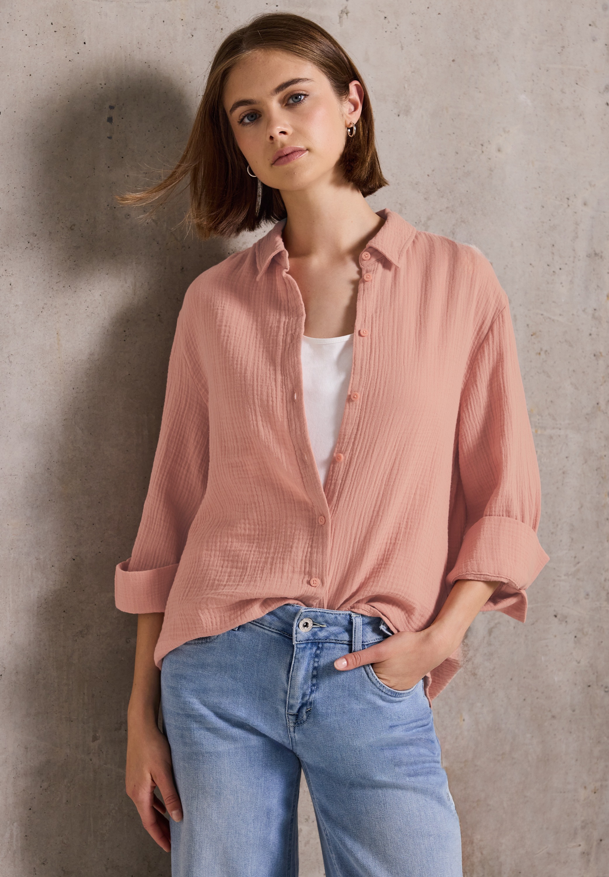 STREET ONE STUDIO Hemdbluse aus reiner Baumwolle günstig online kaufen