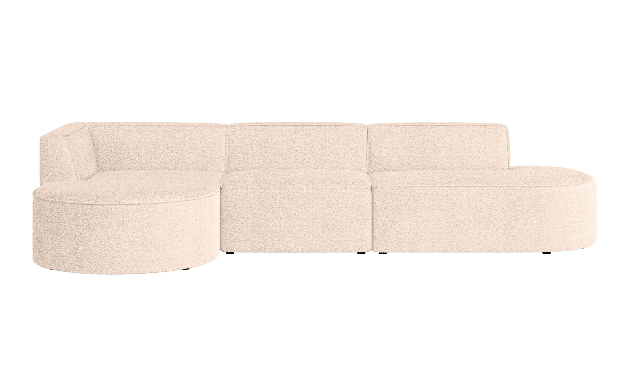 andas Ecksofa »EIVIND Designer Sofa mit Ottomane rechts/links, B/T/H: 343/159/72 cm«, L-Form mit Wellenunterfederung, auch in Feincord und Bouclé