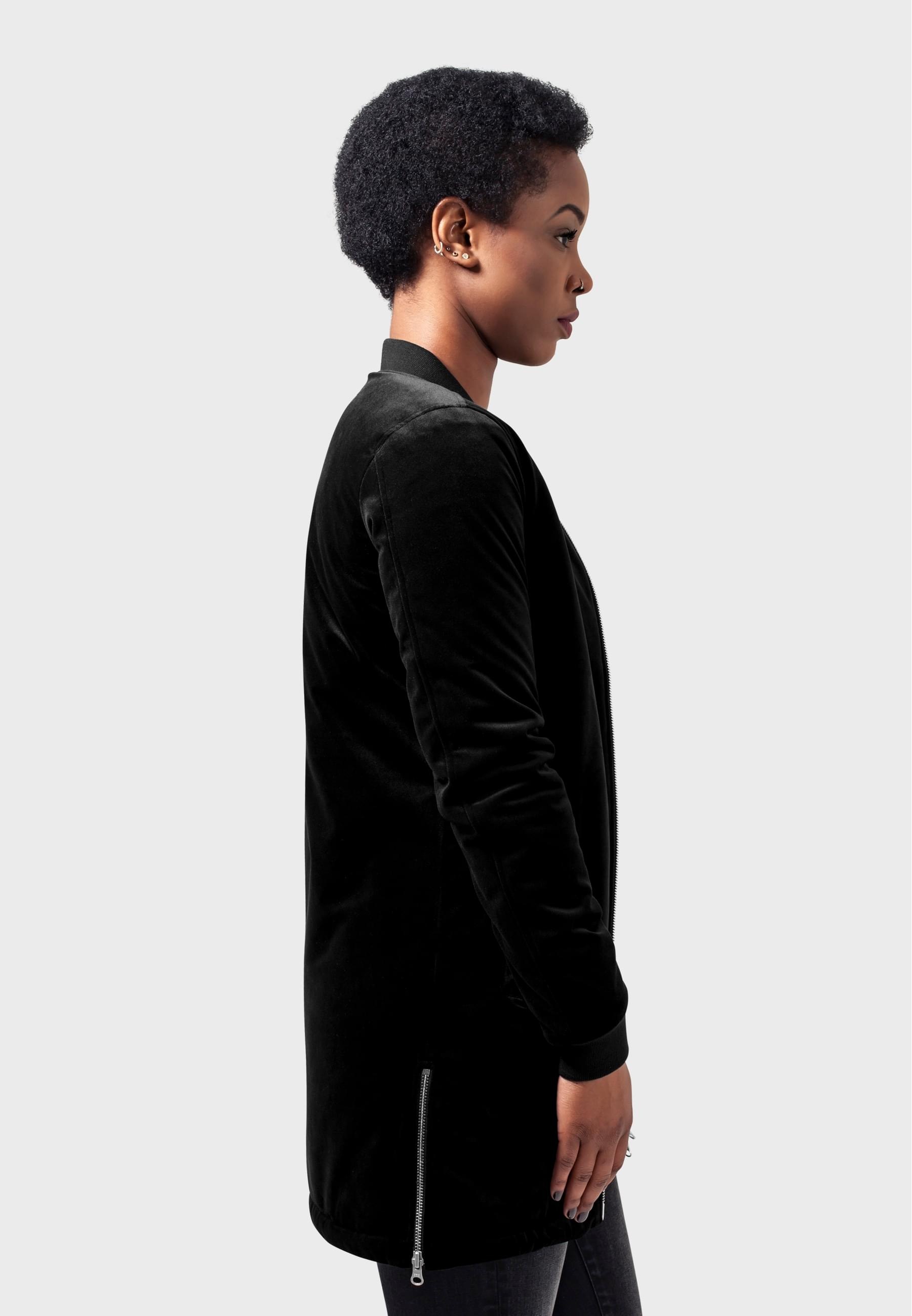 URBAN CLASSICS Allwetterjacke »Urban Classics Damen Ladies Long Velvet Jacket« 1 Stk. tlg. ohne Kapuze