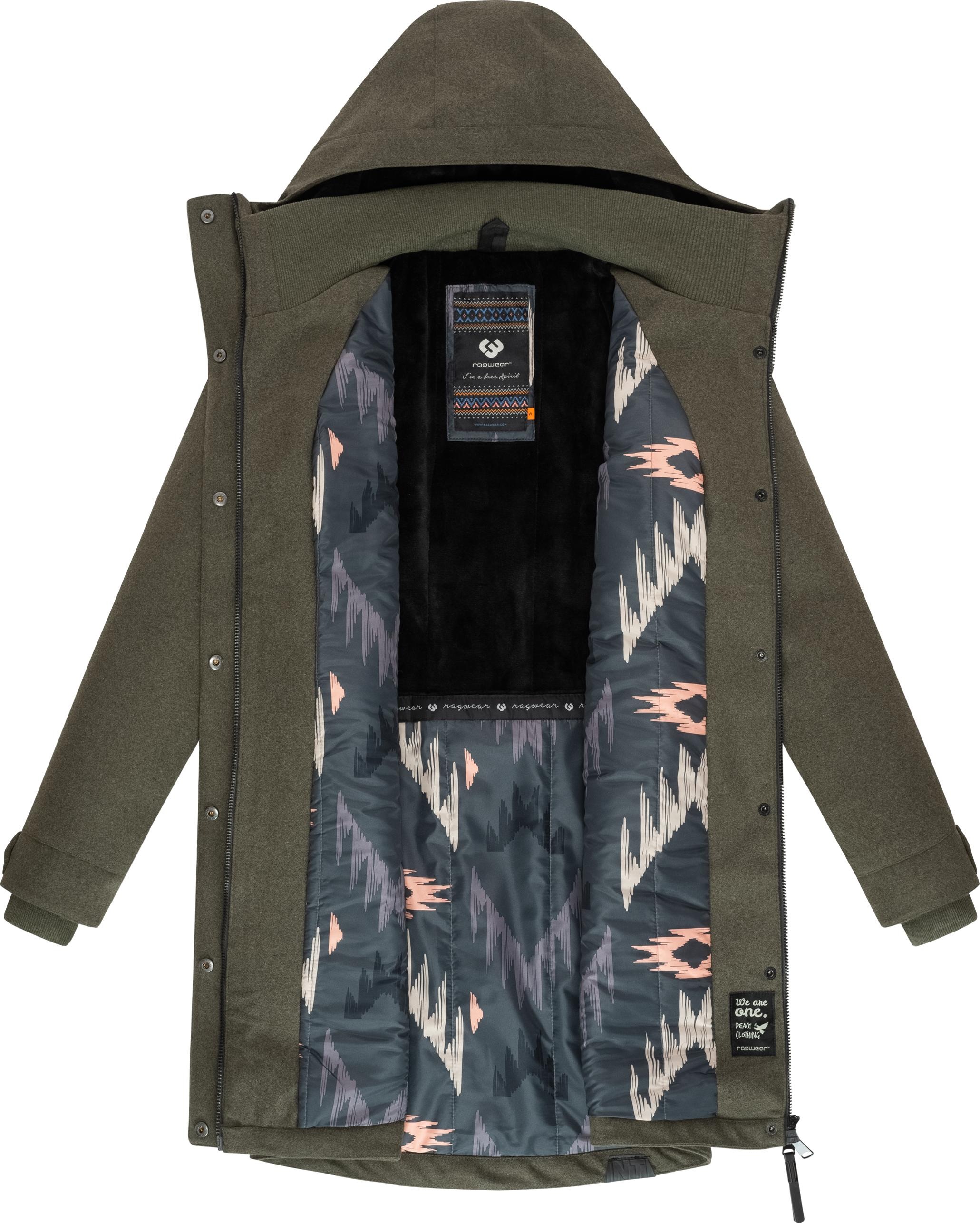 Ragwear Wintermantel »Jannisa Coat«, Klassischer Damen Kurzmantel mit Kapuze