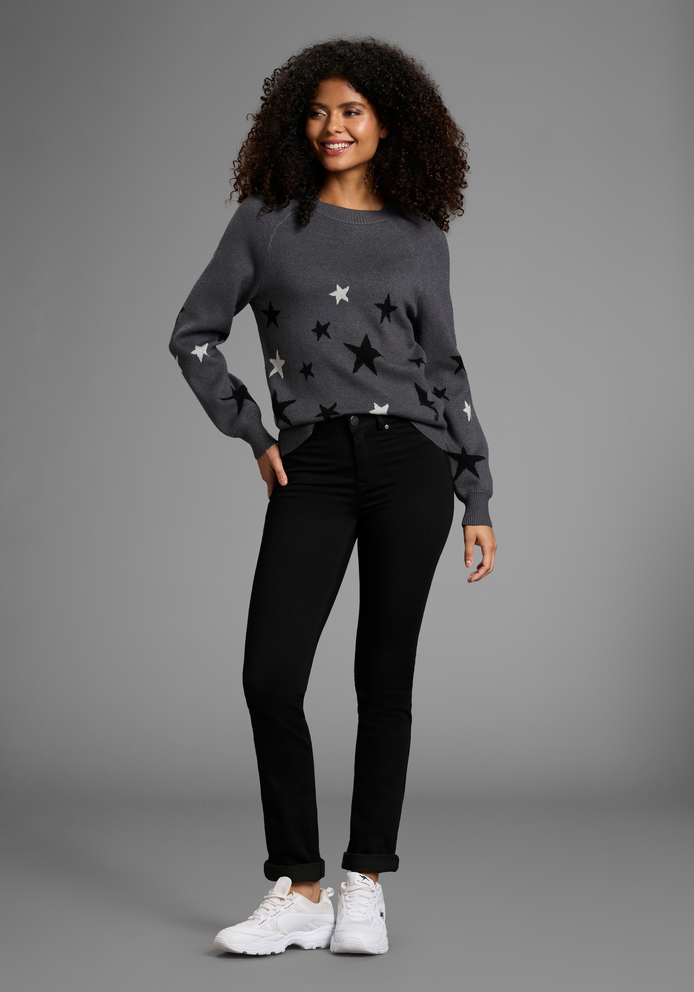 KangaROOS Rundhalspullover mit Sternen