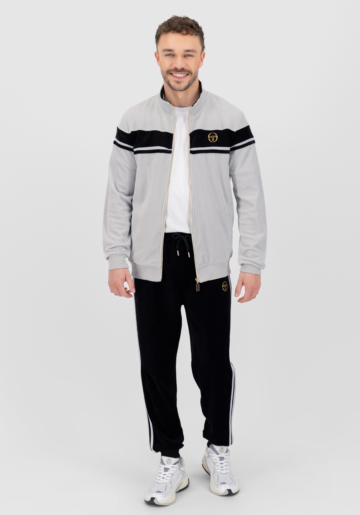 Sergio Tacchini Trainingsjacke »DAMARINDO VELOUR TJ Herren«, ohne Kapuze, Trainingsjacke Herren, Trackjacket, Velour, Sportjacke, Outdoor, Sale