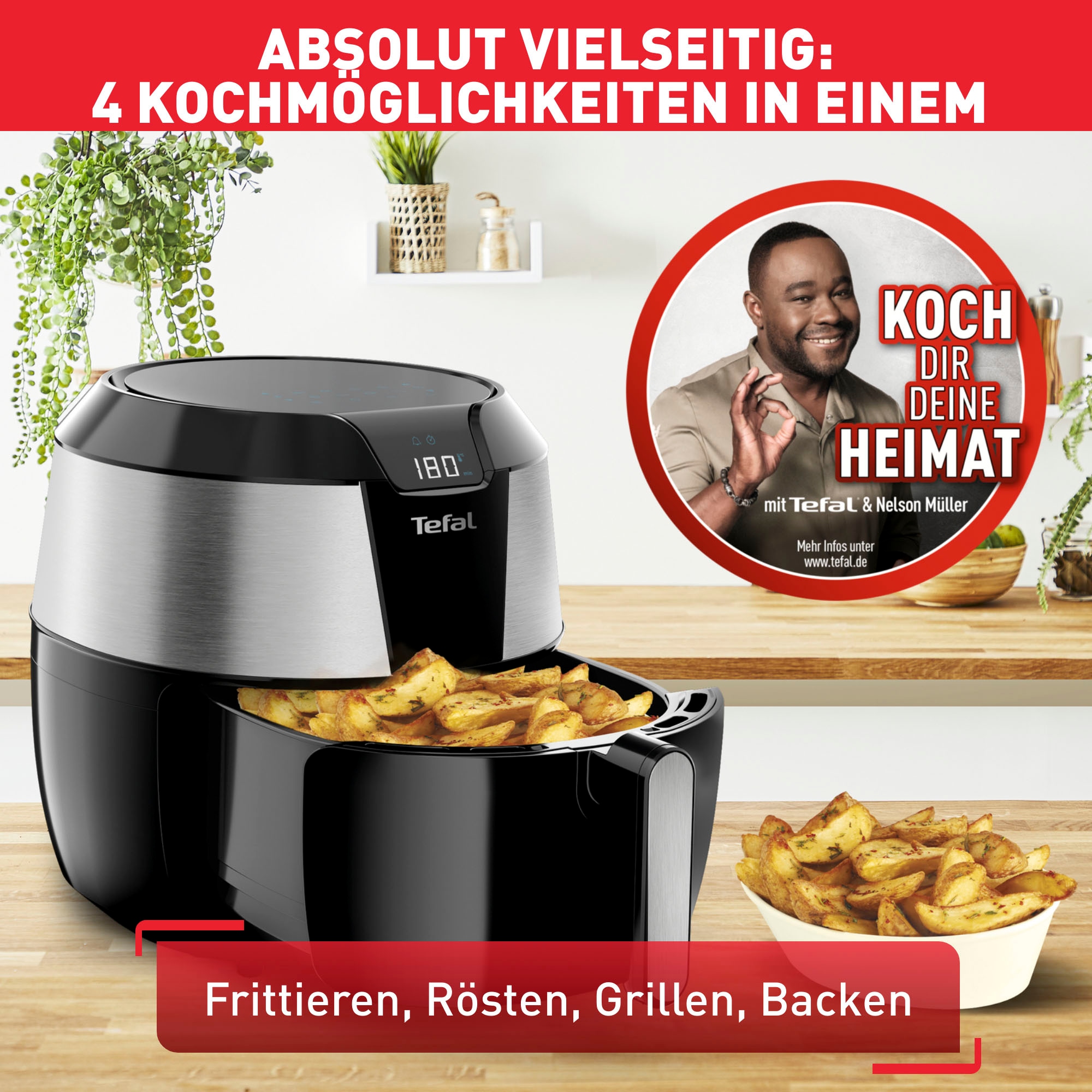 Tefal Heißluftfritteuse »EY701D Easy Fry XXL«, 1850 W, Fassungsvermögen 1,6 kg, Timer, 8 automatische Menüs