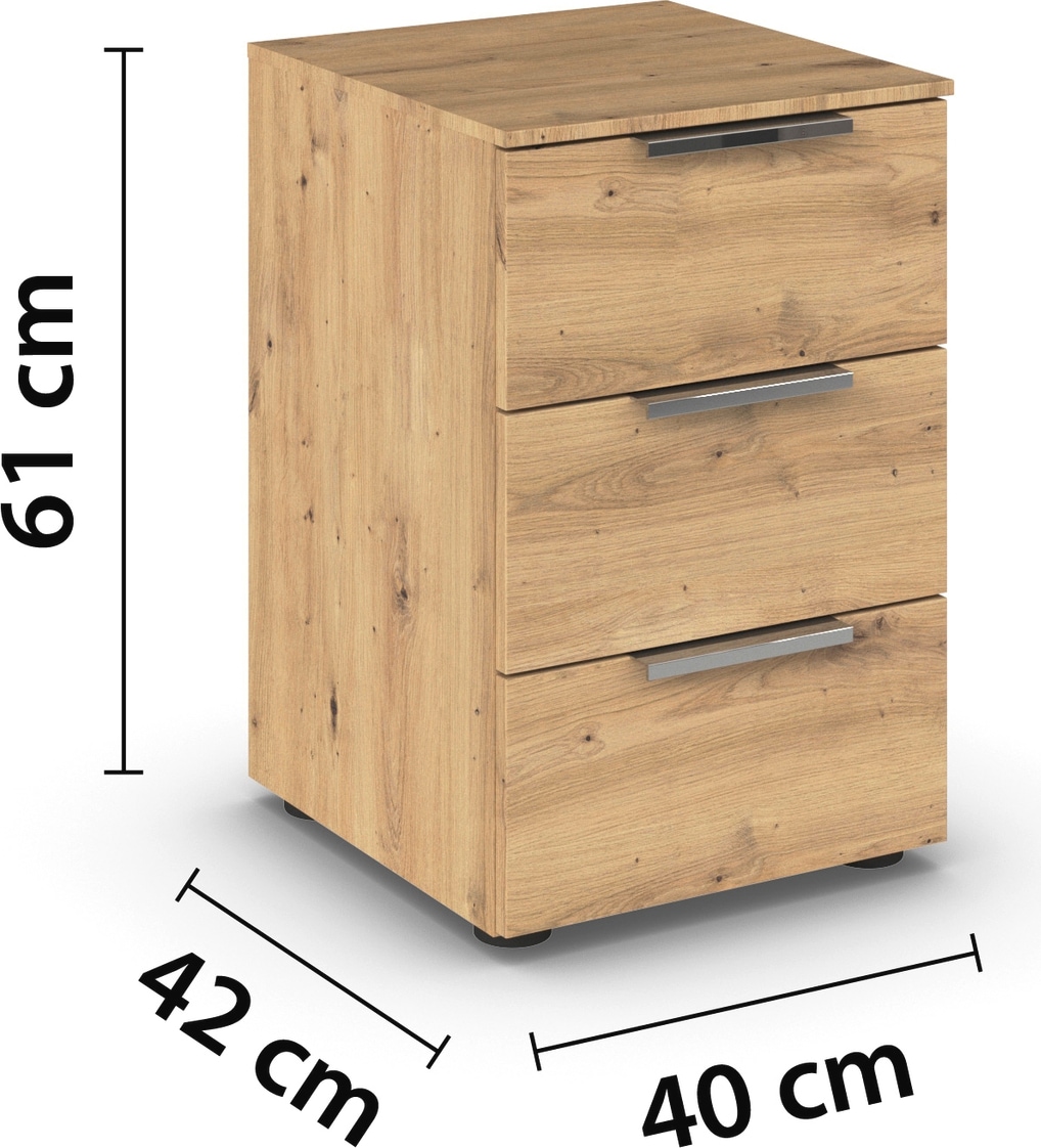rauch Nachtkommode »Nachttisch Nachtschrank Nachtkonsole FLIPP«, (Breite 40 cm), mit 3 Schubladen und Soft-Close-Funktion