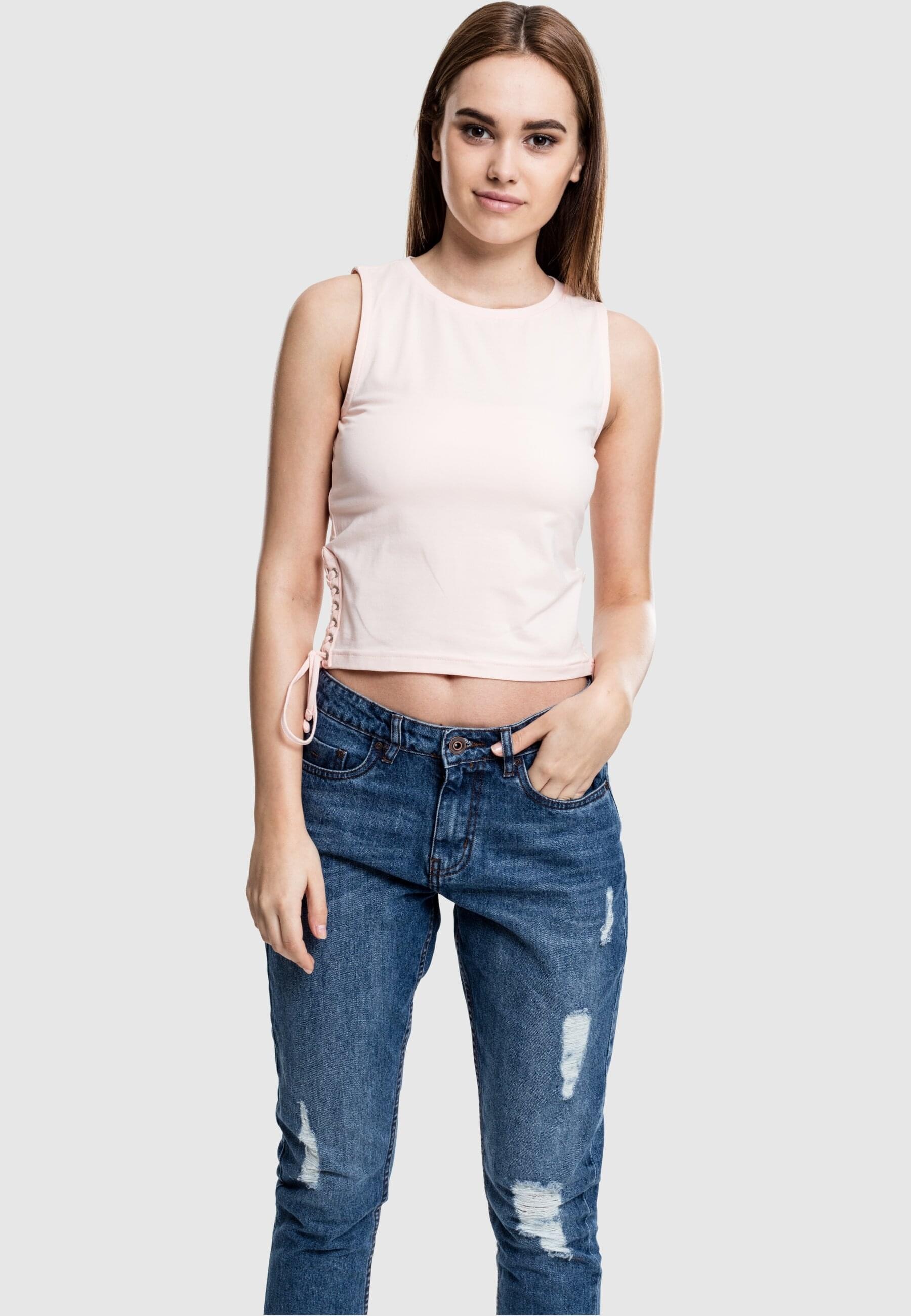 URBAN CLASSICS Muskelshirt »Urban Classics Damen Ladies Lace Up Cropped Top«, (1 tlg.)