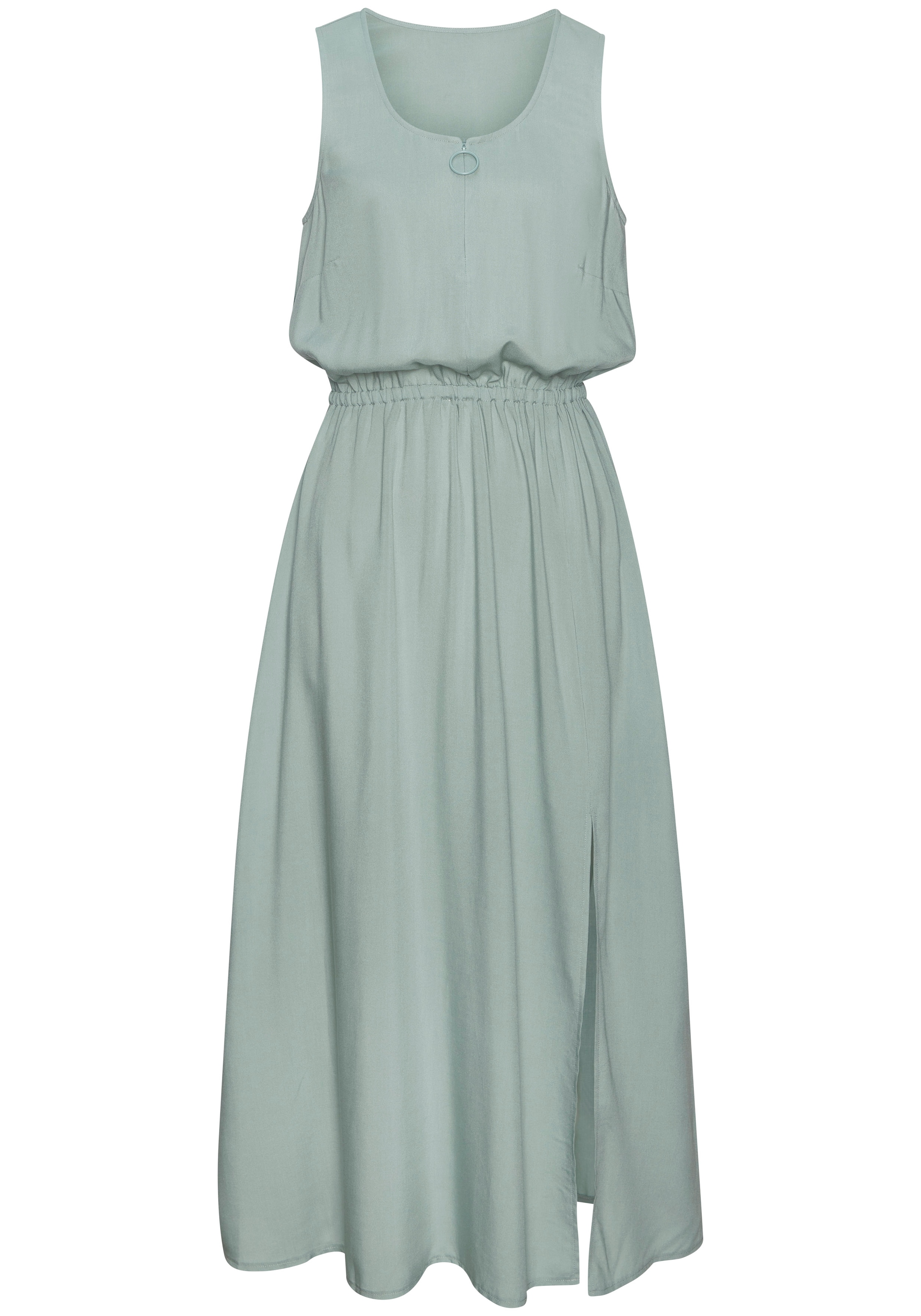 LASCANA Midikleid »mit Reißverschluss am Ausschnitt aus Webware« leichtes Sommerkleid, Strandkleid, Viskosekleid