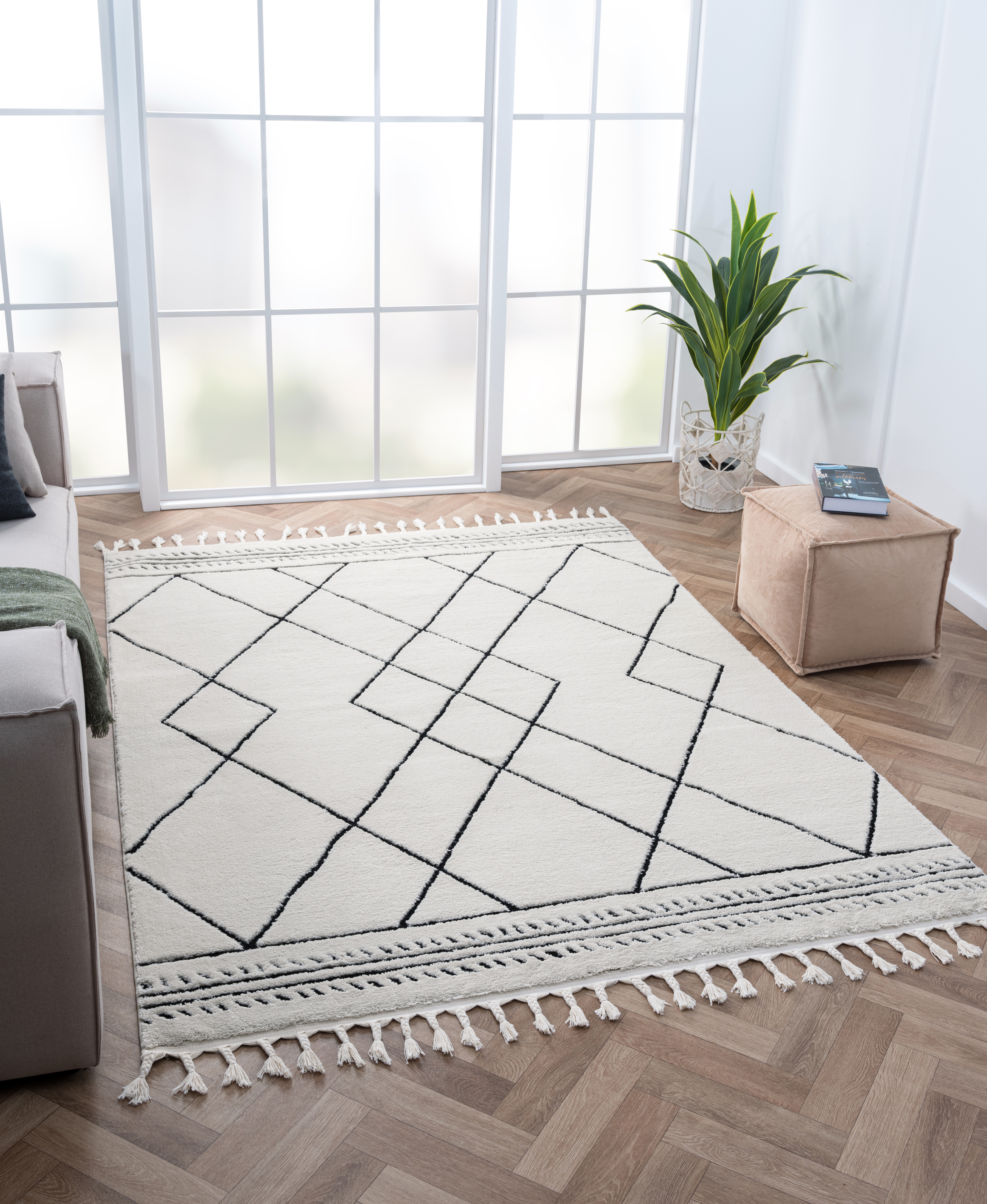Myflair Möbel & Accessoires Hochflor-Teppich "Moroccan Design, LAGERRÄUMUNG" rechteckig 24 mm Höhe modern, marokkanisches Design, Rauten Muster, weich durch Hochflor