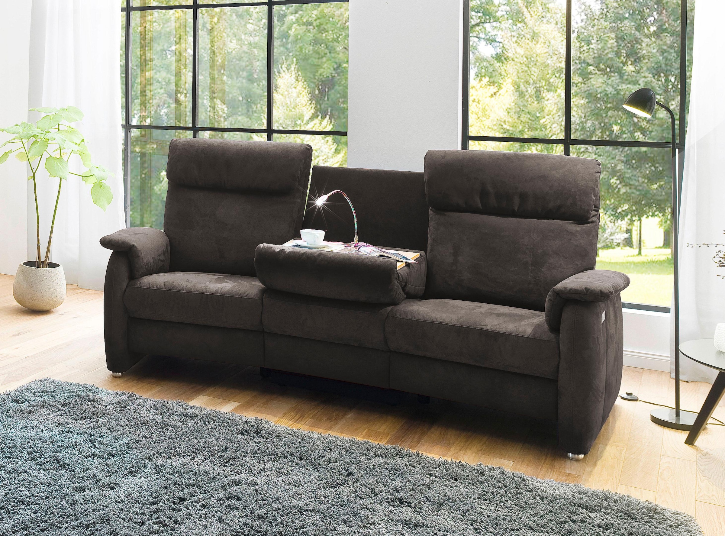 Home affaire Sofa »Turin«, mit motorischer Relaxfunktion, Tisch, Leuchte + USB-Ladestation