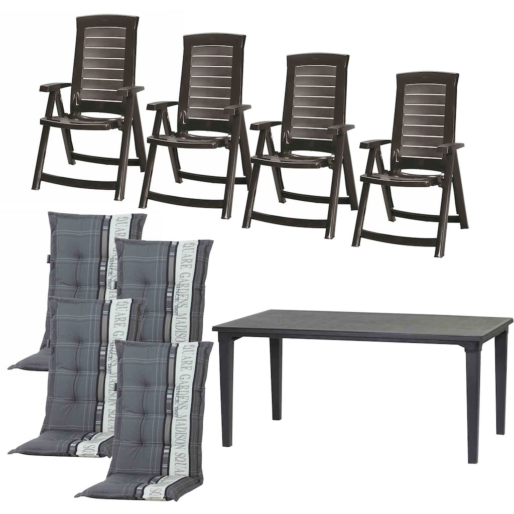 Allibert Garten-Essgruppe »Aruba / Futura«, (Set, 9 tlg.), bestehend aus 4 Sesseln und 1 Tisch