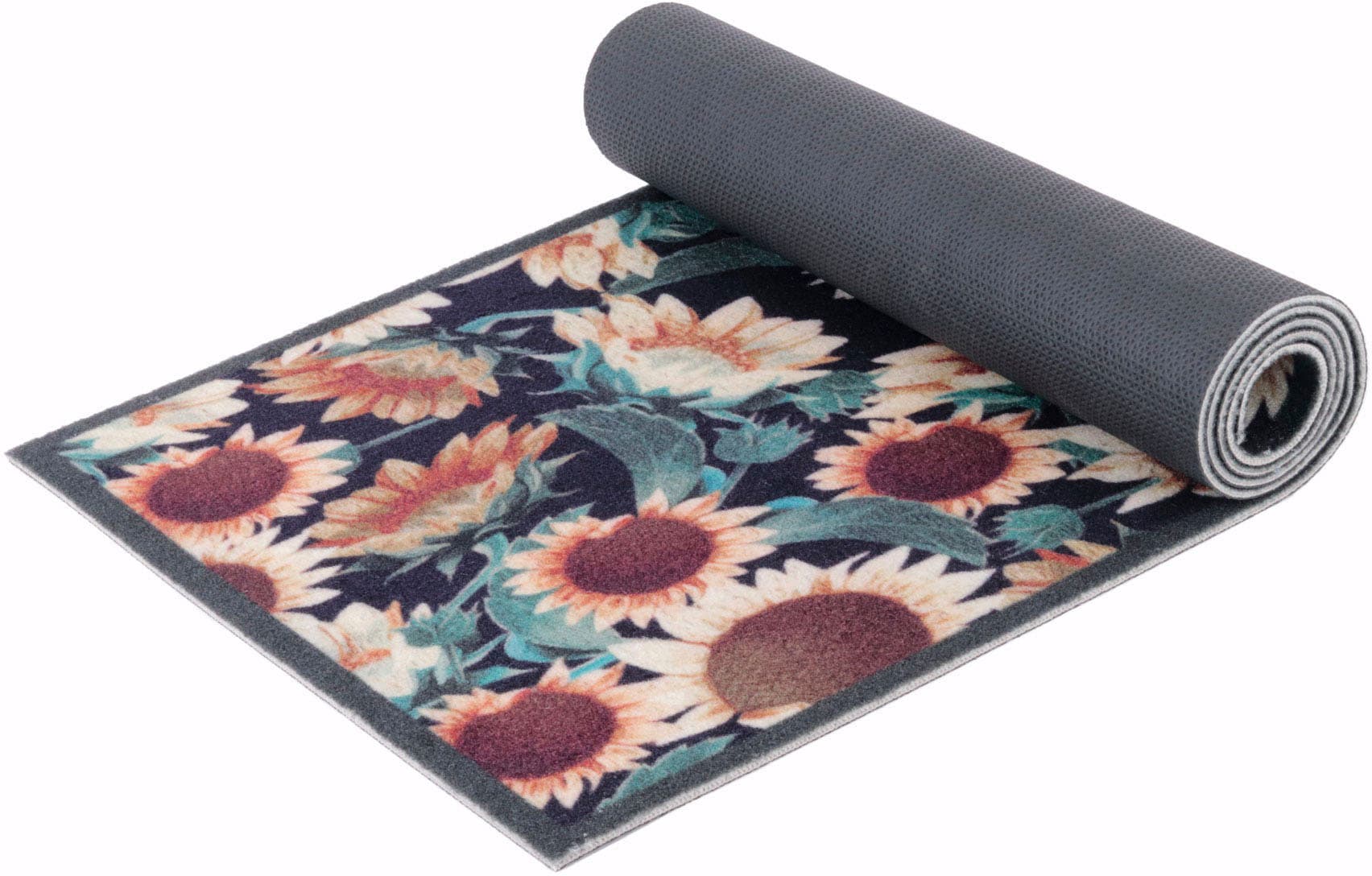 Primaflor-Ideen in Textil Küchenläufer »SUNFLOWER, Made in Belgium«, rechteckig, 5 mm Höhe, Motiv Sonnenblumen, rutschhemmend, waschbar, Küche