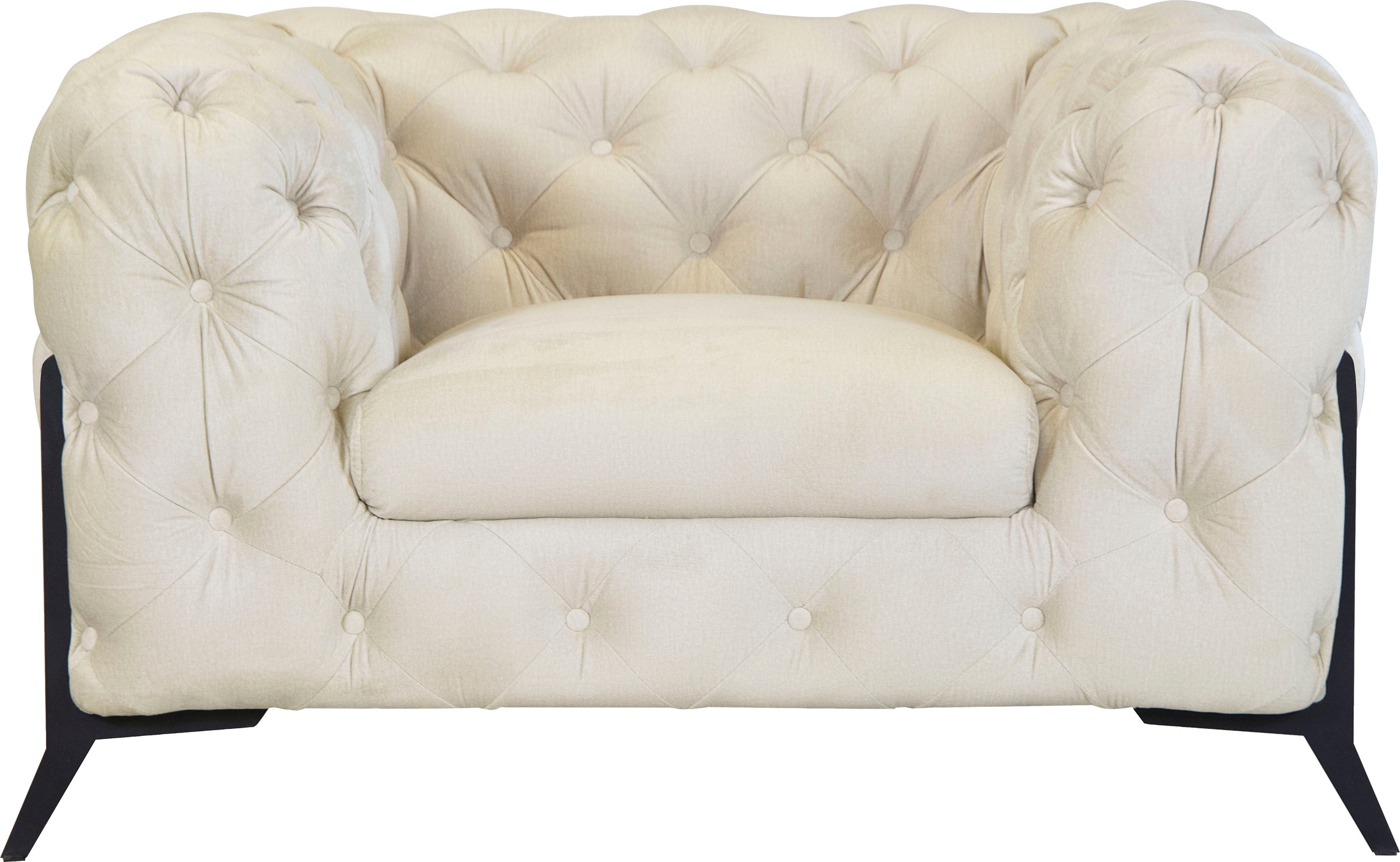 Leonique Chesterfield-Sessel Amaury, aufwändige Knopfheftung in moderner Optik, wahlweise Füße in chromfarben, goldfarben oder schwarz