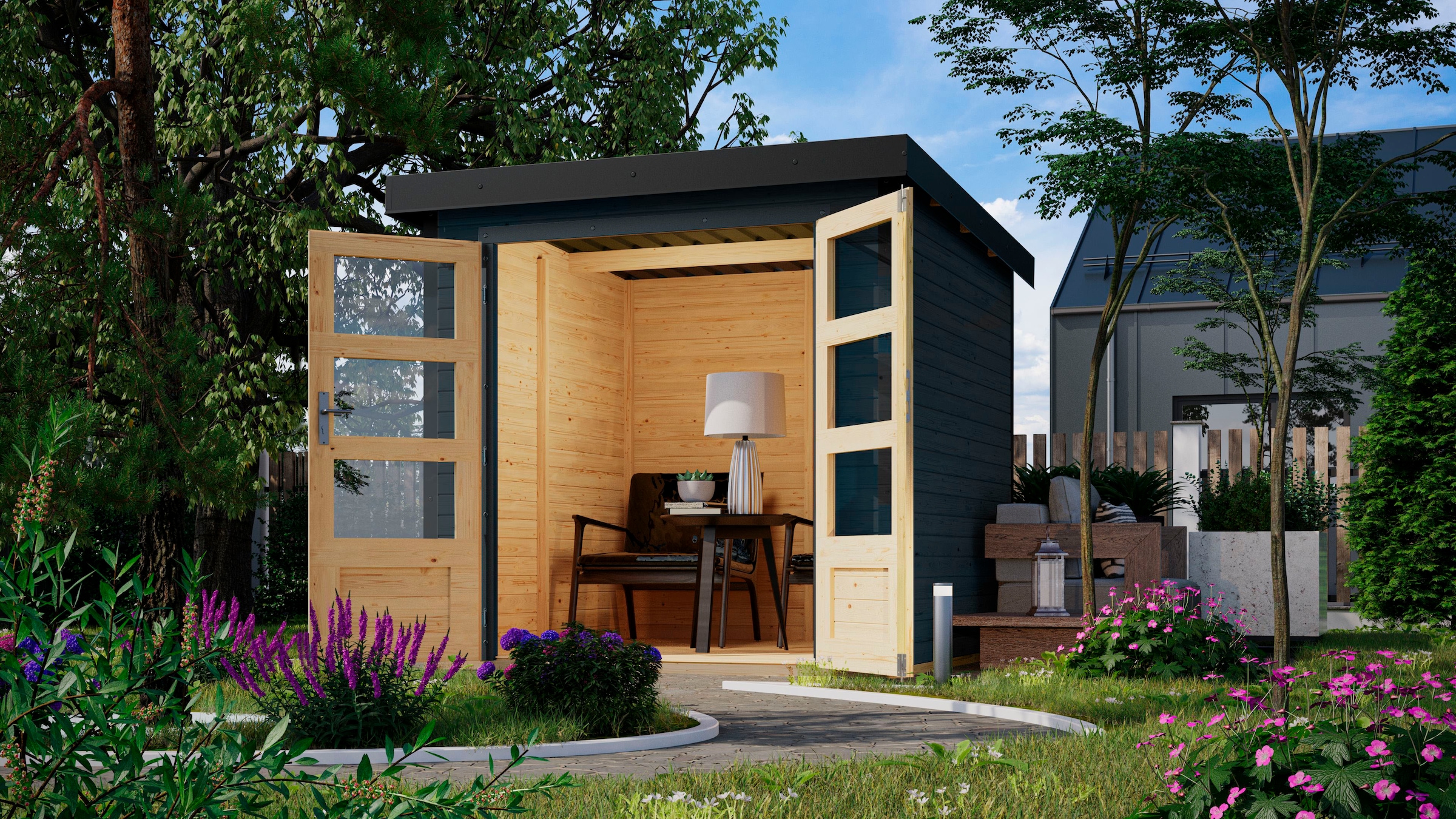 Karibu Gartenhaus »"Jupiter C"«, anthrazit/ anthrazit