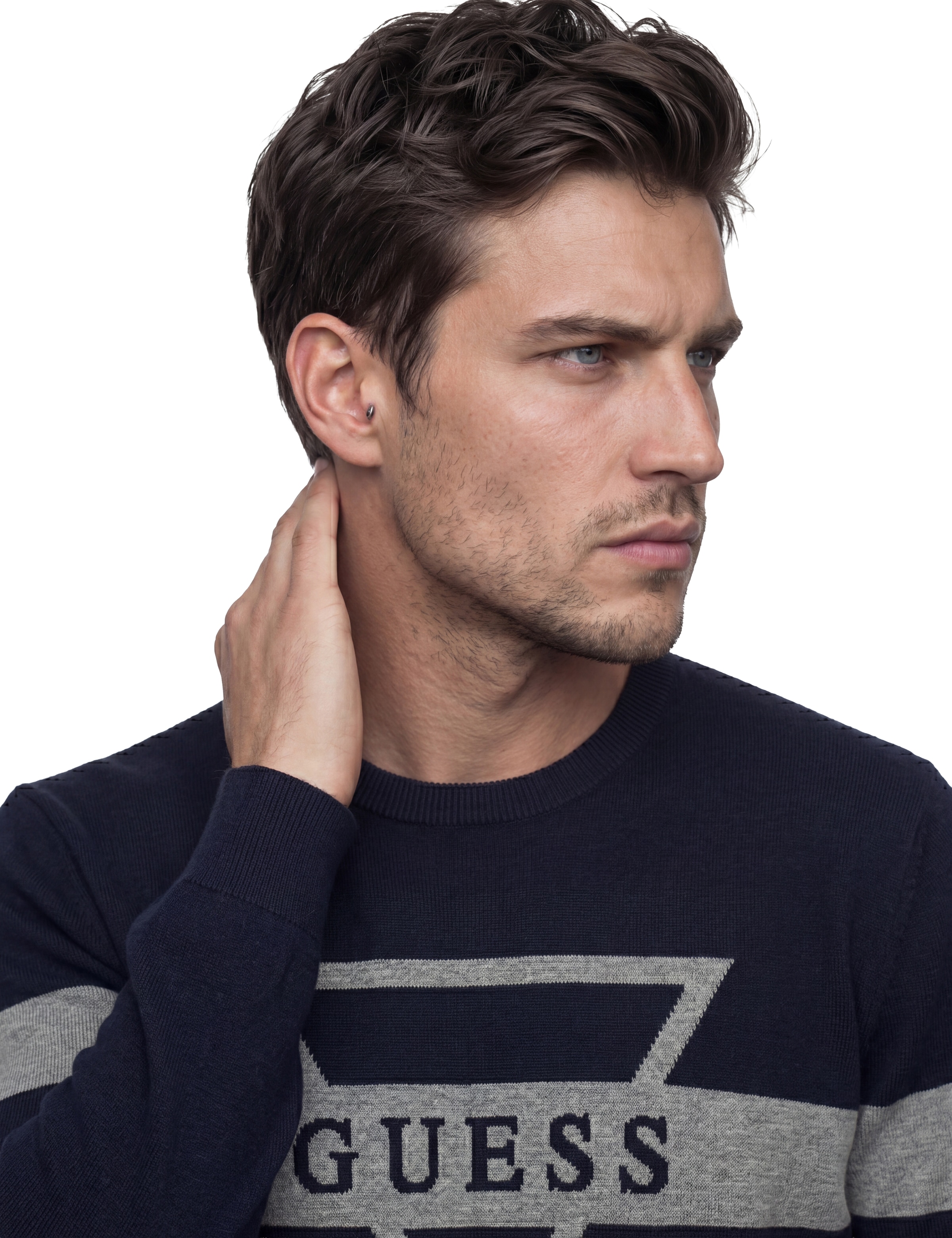 Guess Strickpullover mit Seide und Wolle, Regular Fit, Jacquard-Logo