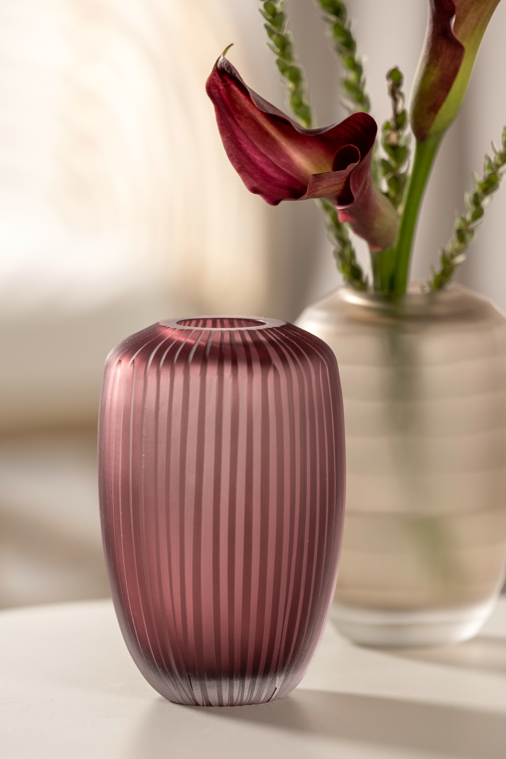 LEONARDO »Dekovase BELLAGIO, mit Rillenstruktur« aus Glas, beere, handgefertigt