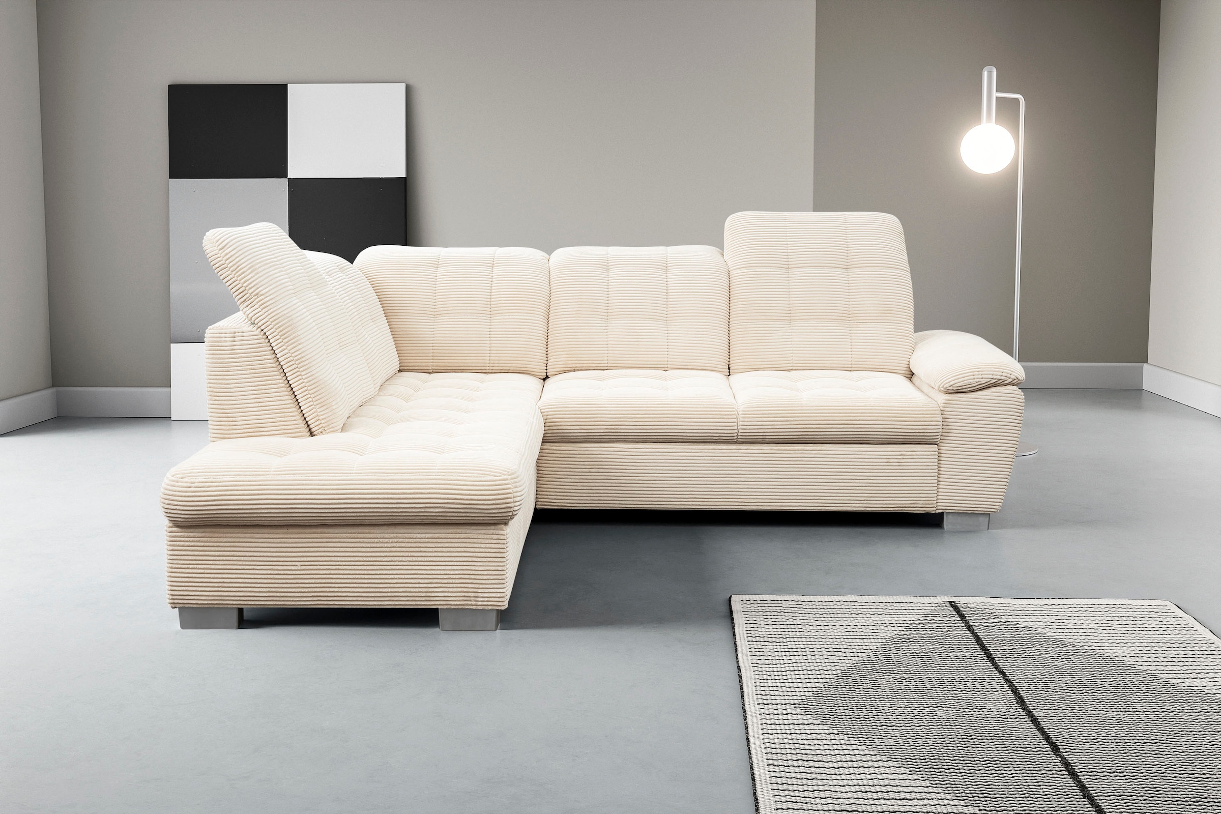 WERK2 Ecksofa "Bonny inkl. Kopfteilverstellung, Bettfunktion, Stauraum, Bre günstig online kaufen