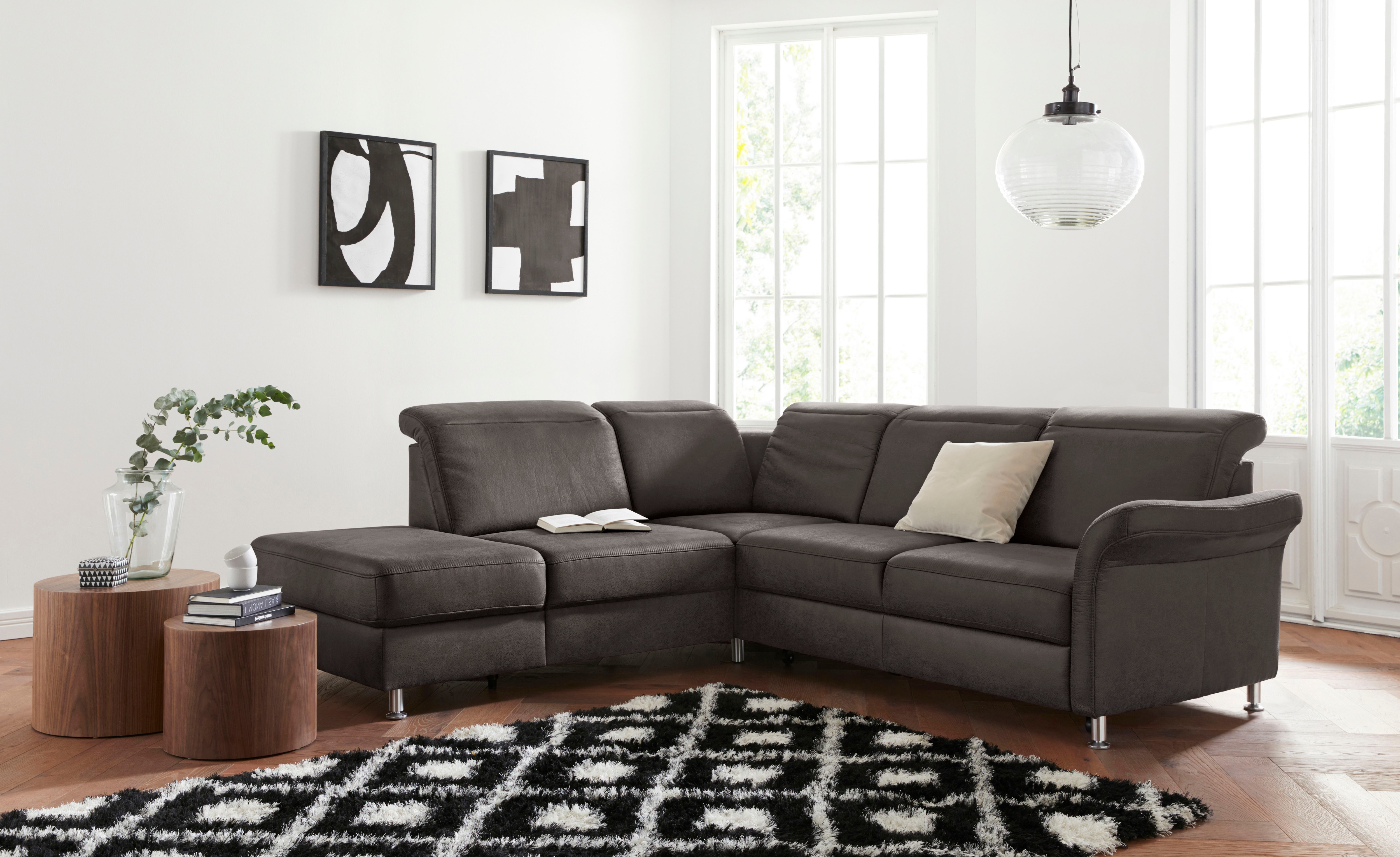 sit&more Ecksofa "Darwin L-Form" inklusive Federkern, wahlweise mit Kopfteilverstellung, Schlaffunktion