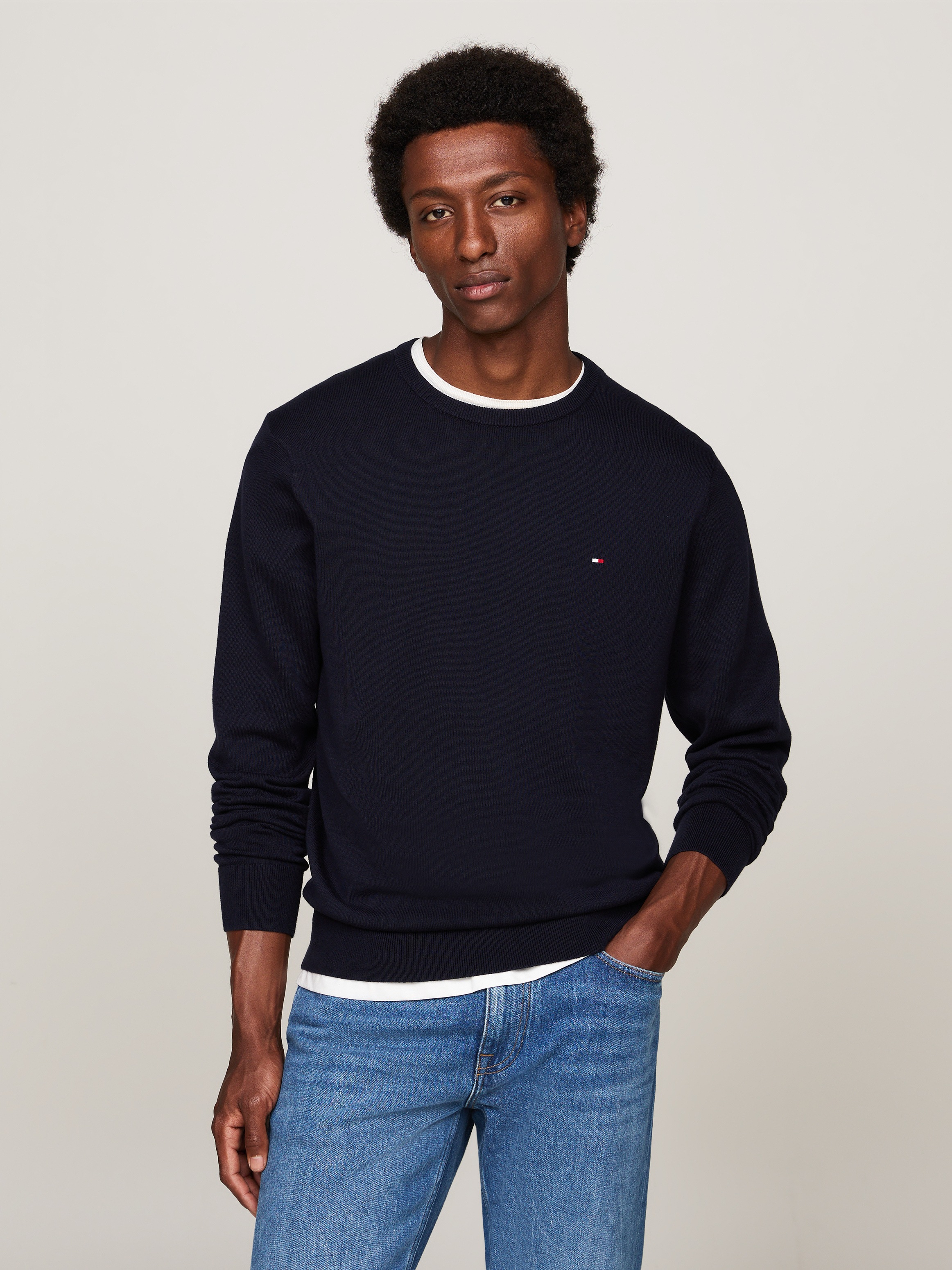 Tommy Hilfiger Rundhalspullover "ESSENTIAL COTTON CREW NECK", 100% Baumwoll günstig online kaufen