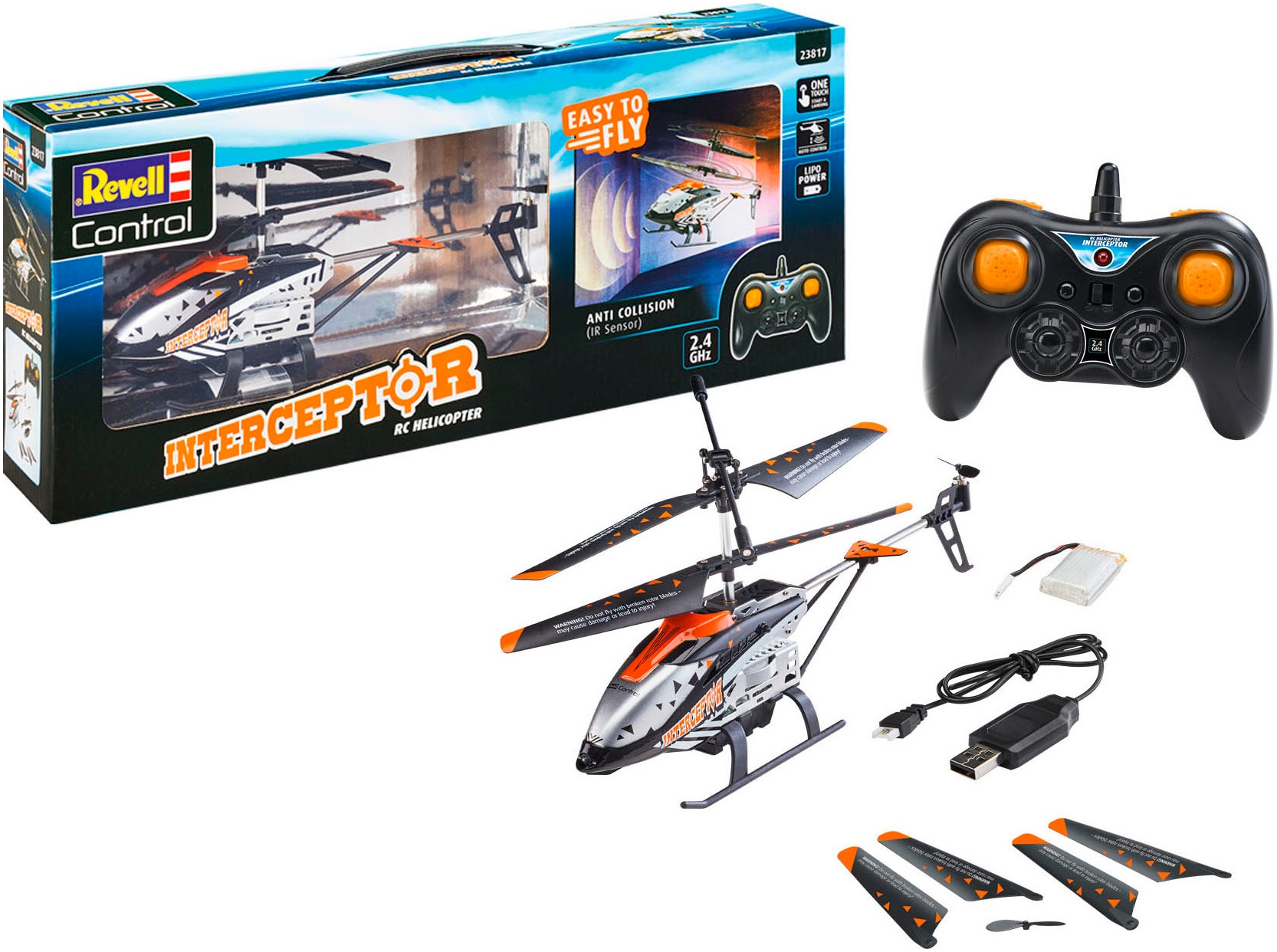 Revell® RC-Helikopter »Revell® control - Interceptor Anti Collision, 2,4Ghz«, mit LED-Beleuchtung